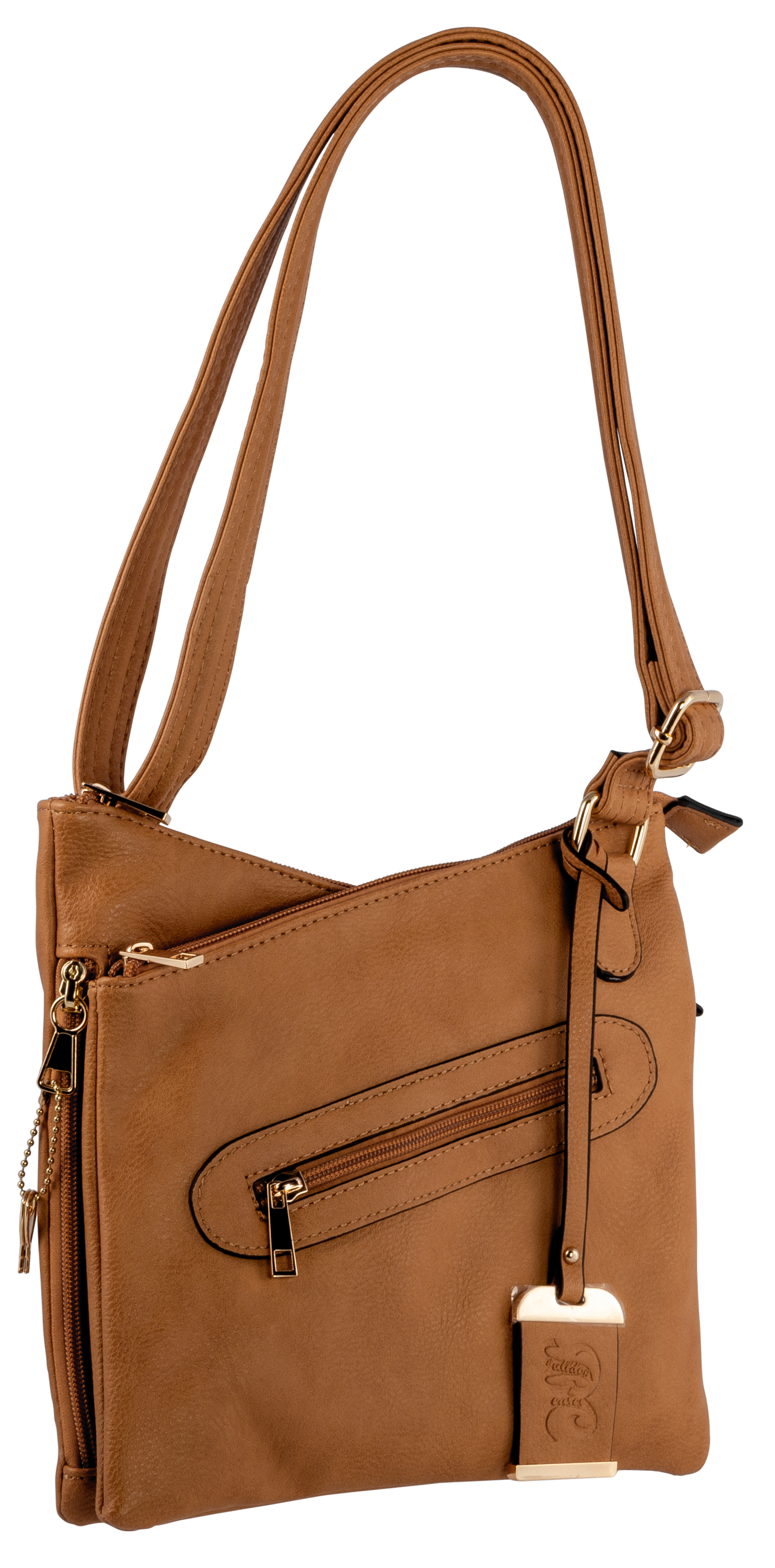 Bulldog Cross Body Purse with Holster Tan, 9.5" x 9.5" x 1.5"