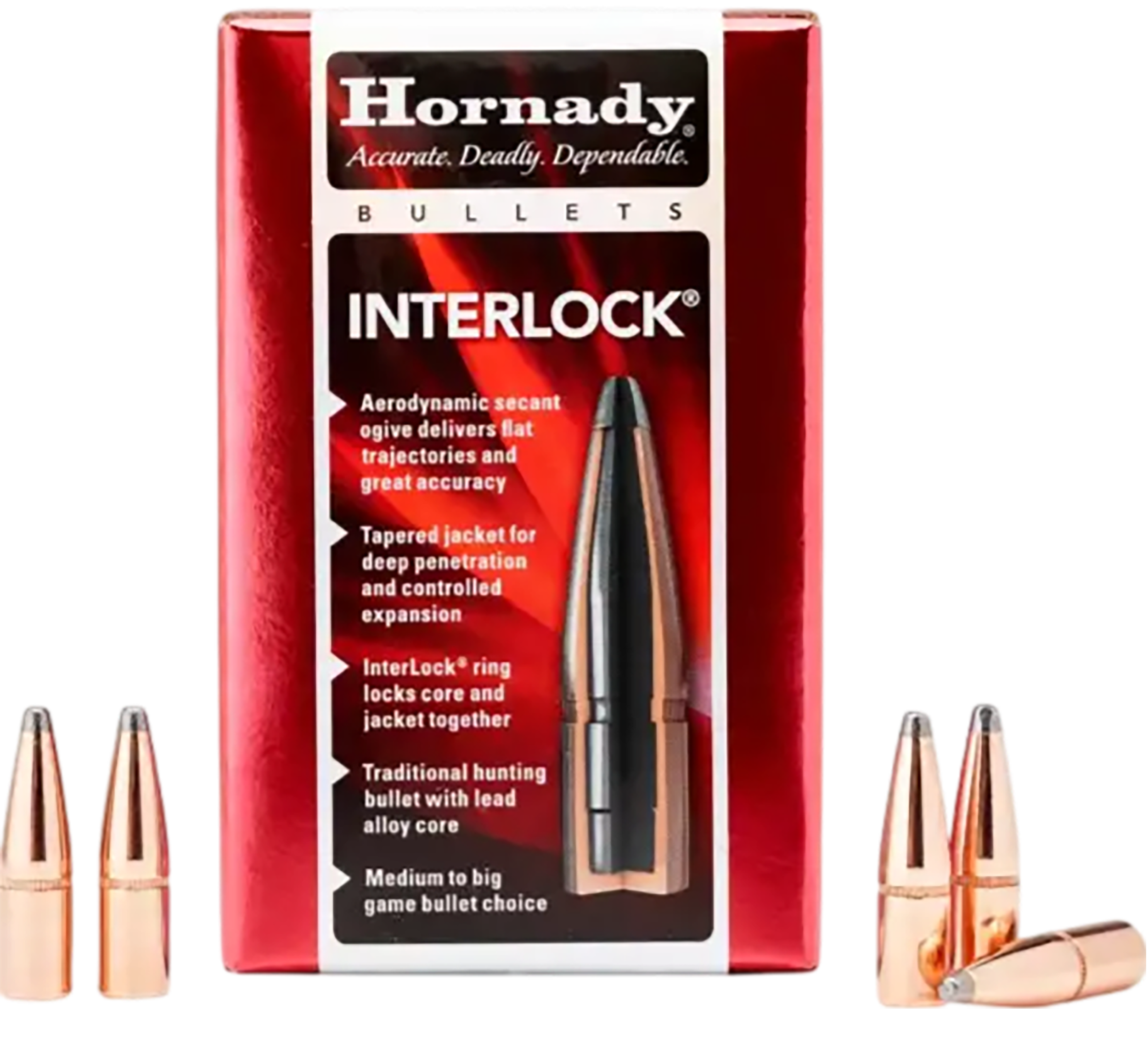 Hornady InterLock Bullets 30 Caliber (308 Diameter) 165 Grain Spire Point Box of 100