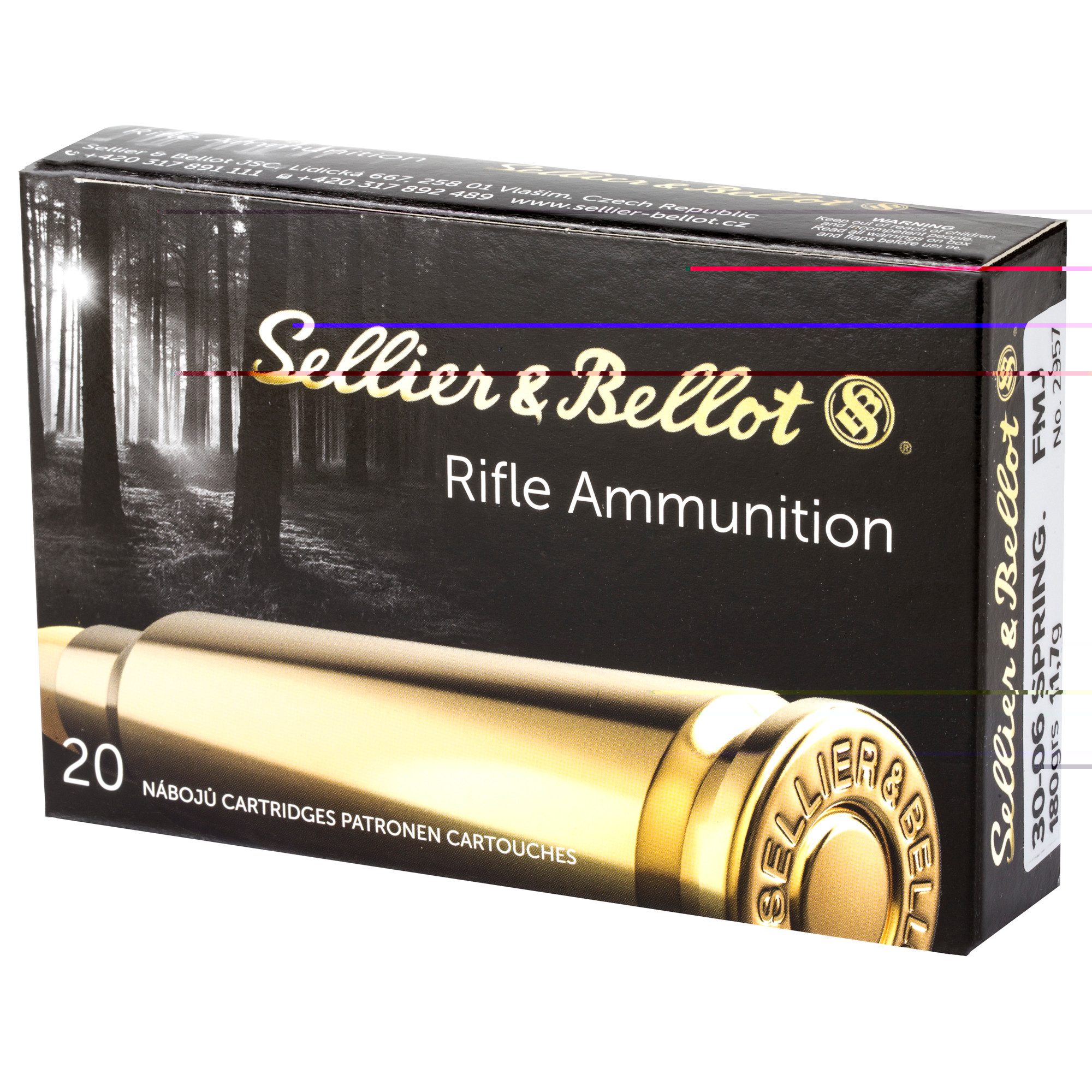 Sellier & Bellot Ammunition 30-06 Springfield 180 Grain Full Metal Jacket 20RD