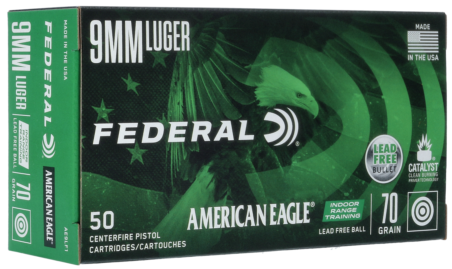 Fed Am Eagle 9mm 70gr Lfb 50/500