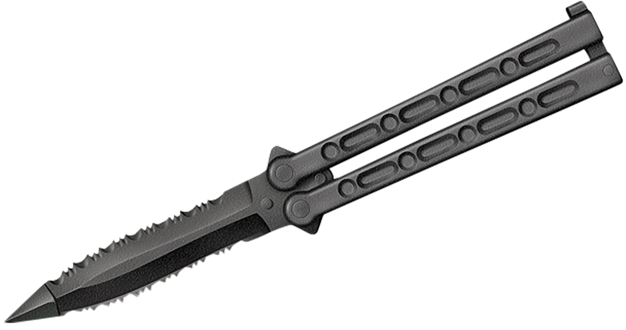 Cold Steel CS92EAA FGX Balisong 5" Folding Part Serrated Black Griv-Ex Blade & Handle