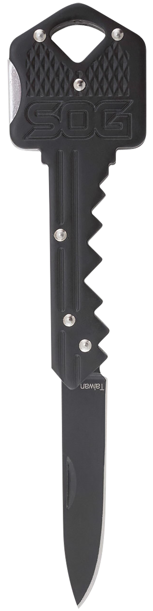 S.O.G SOGKEY101 Key1.50" Folding Plain Drop Point Black Hardcased 5Cr13MoV SS Blade/Black Stainless Steel Handle