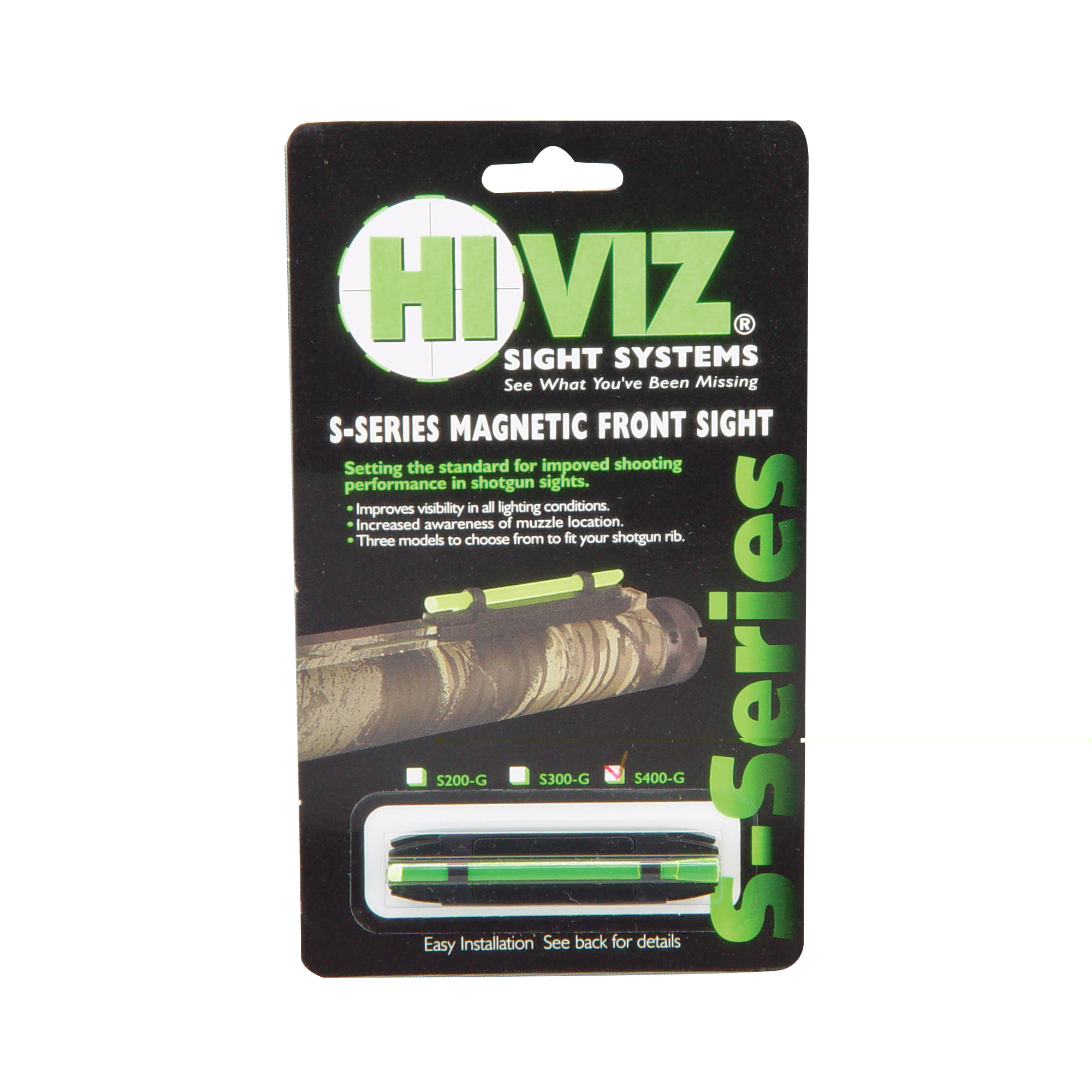 HIVIZ Magnetic Base Front Sight Shotgun with .328" to .437" Vent Rib Fiber Optic