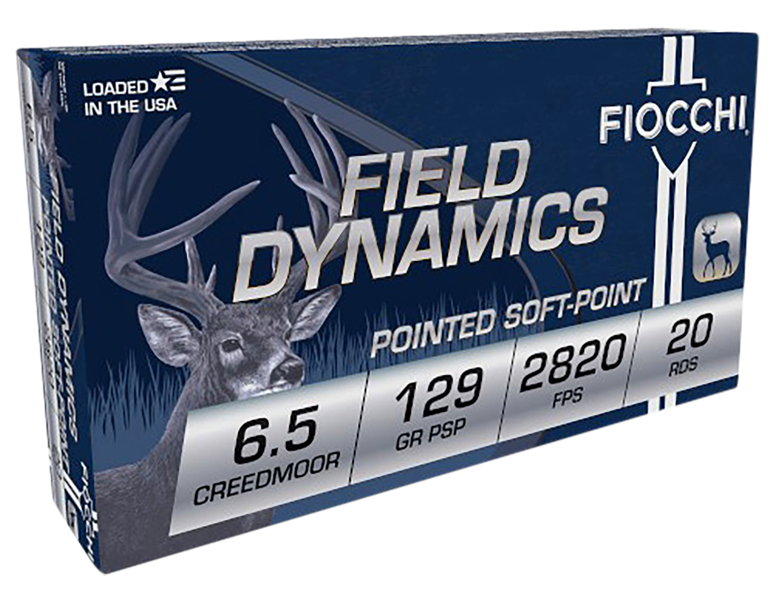 Fiocchi Field Dynamics Ammunition 6.5 Creedmoor 129 Grain Pointed Soft Point 20RD