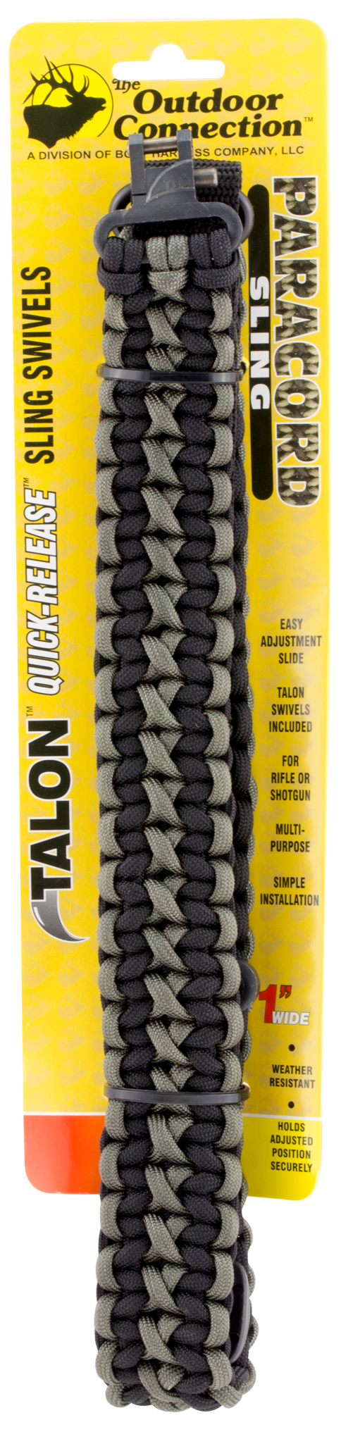 Outdoor Connection PCS80569 Paracord Sling 1" W x 43" L Adjustable Black w/Green Accents for Rifle/Shotgun