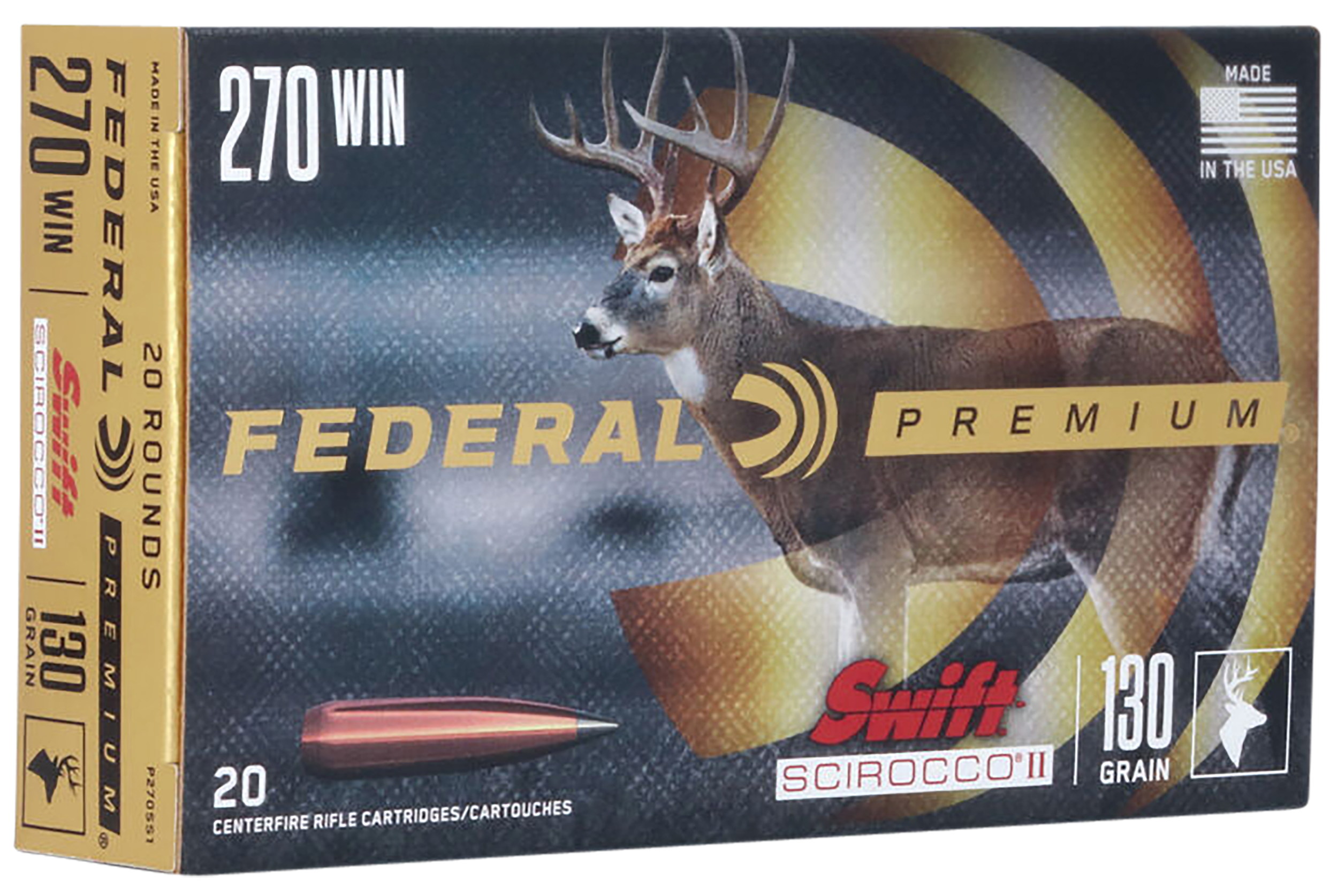 Federal Premium Ammunition 270 Winchester 130 Grain Swift Scirocco II 20RD