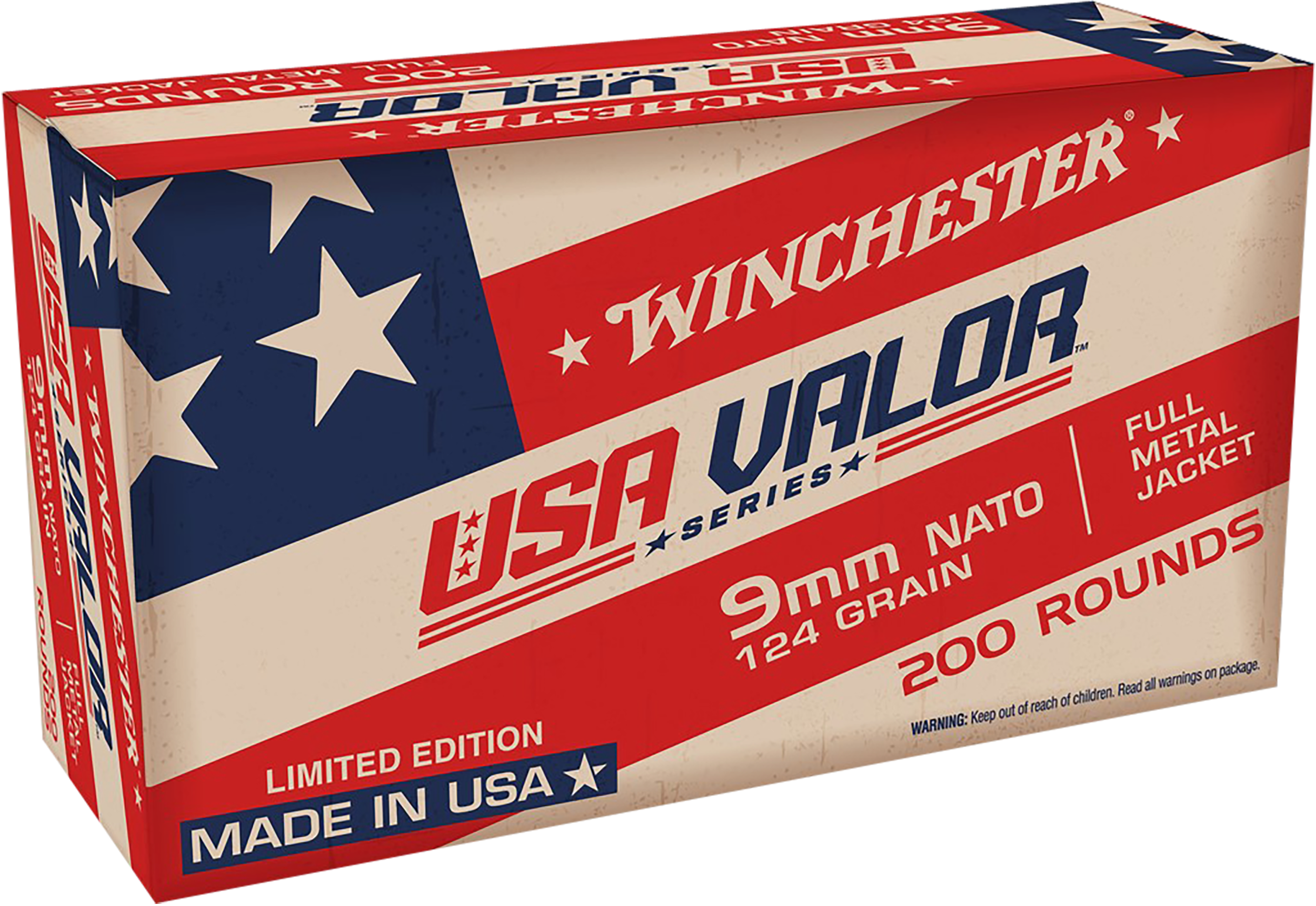Winchester USA Valor NATO Ammunition 9mm Luger 124 Grain Full Metal Jacket