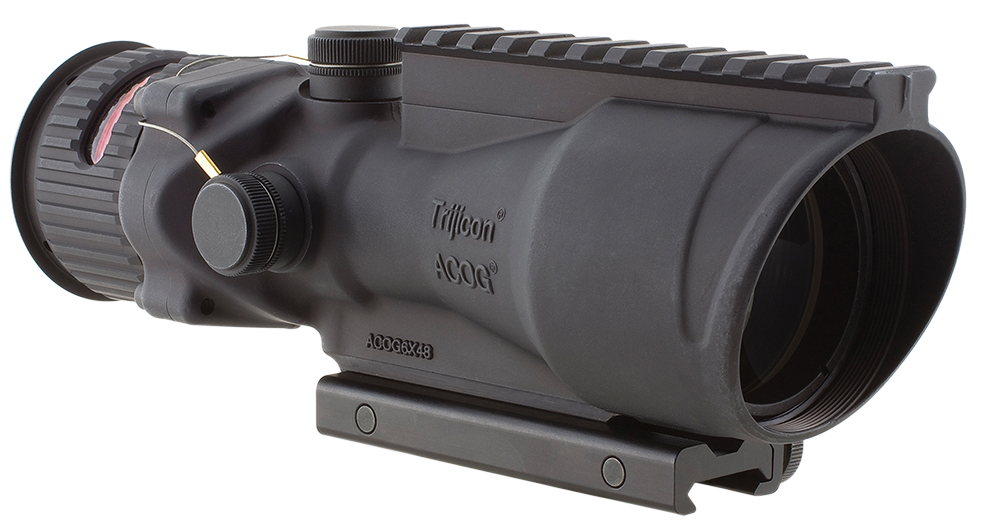 Trijicon 6x48 Acog Rifle Scope Matte, .50 BMG Red Chevron, w/ Picatinny Rail Adapter