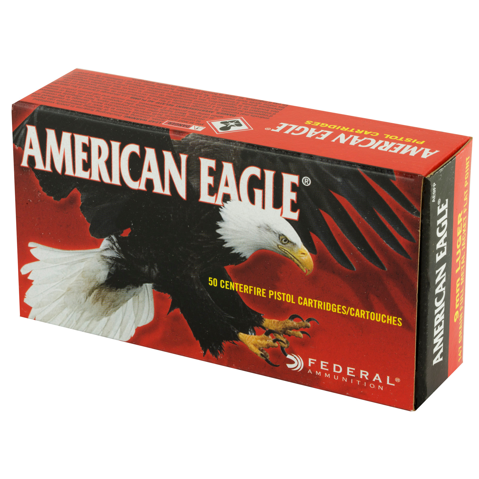 Federal AE9FP American Eagle Handgun 9mm Luger 147 gr Full Metal Jacket Flat Point (FMJFP) 50rd Bx