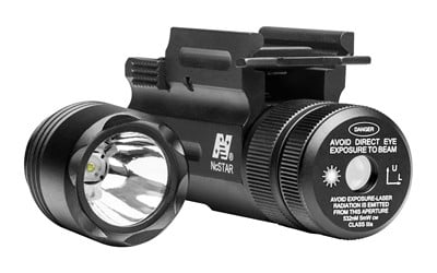 NcStar AQPTFLG Green Laser/FlashlightFor Universal w/Accessory Rail 150 Lumens/5mW Output, White Cree LED Light/Green Laser QR Weaver/Picatinny Mount Black Anodized Aluminum