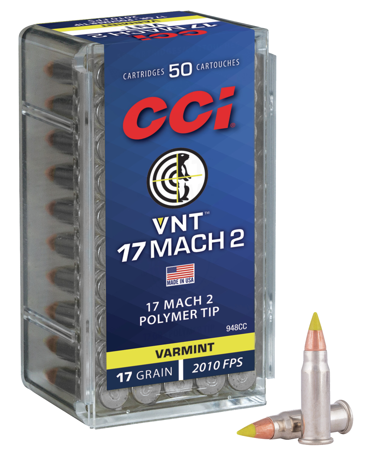 CCI Varmint Ammunition 17 Hornady Mach 2 (HM2) 17 Grain Speer VNT Box of 50