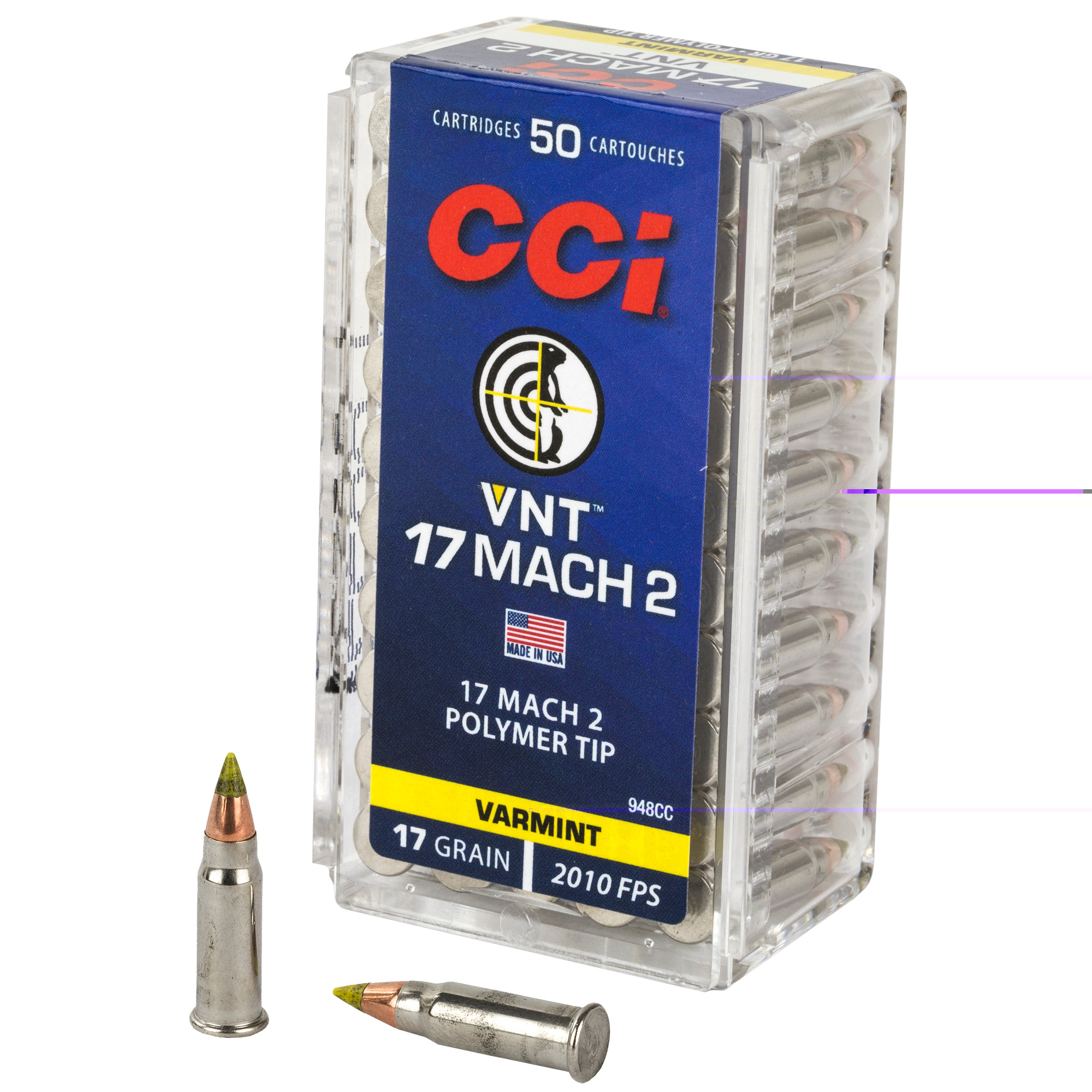 CCI Varmint Ammunition 17 Hornady Mach 2 (HM2) 17 Grain Speer VNT Box of 50