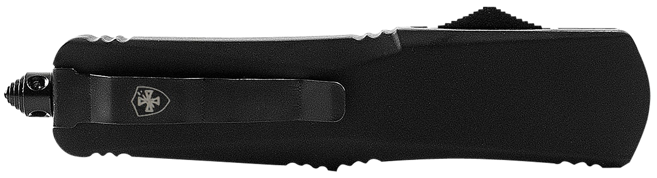 Templar Knife SBR431 Black Rubber Gen II Small 2.69" OTF Dagger Part Serrated Black Oxide Stonewashed 440C SS Blade/ 4.31" Black Rubber/Aluminum Handle Features Glass Breaker Includes Pocket Clip/Sheath