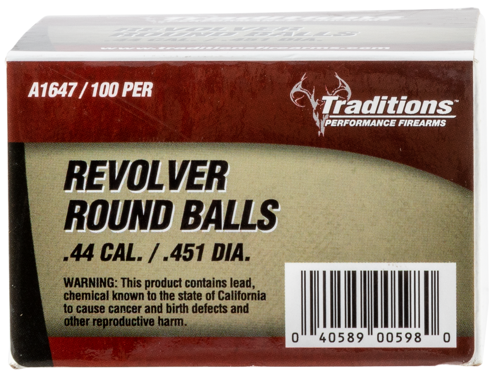 Traditions A1647 Revolver44 Cal Lead Ball .451 Dia 140 gr 100