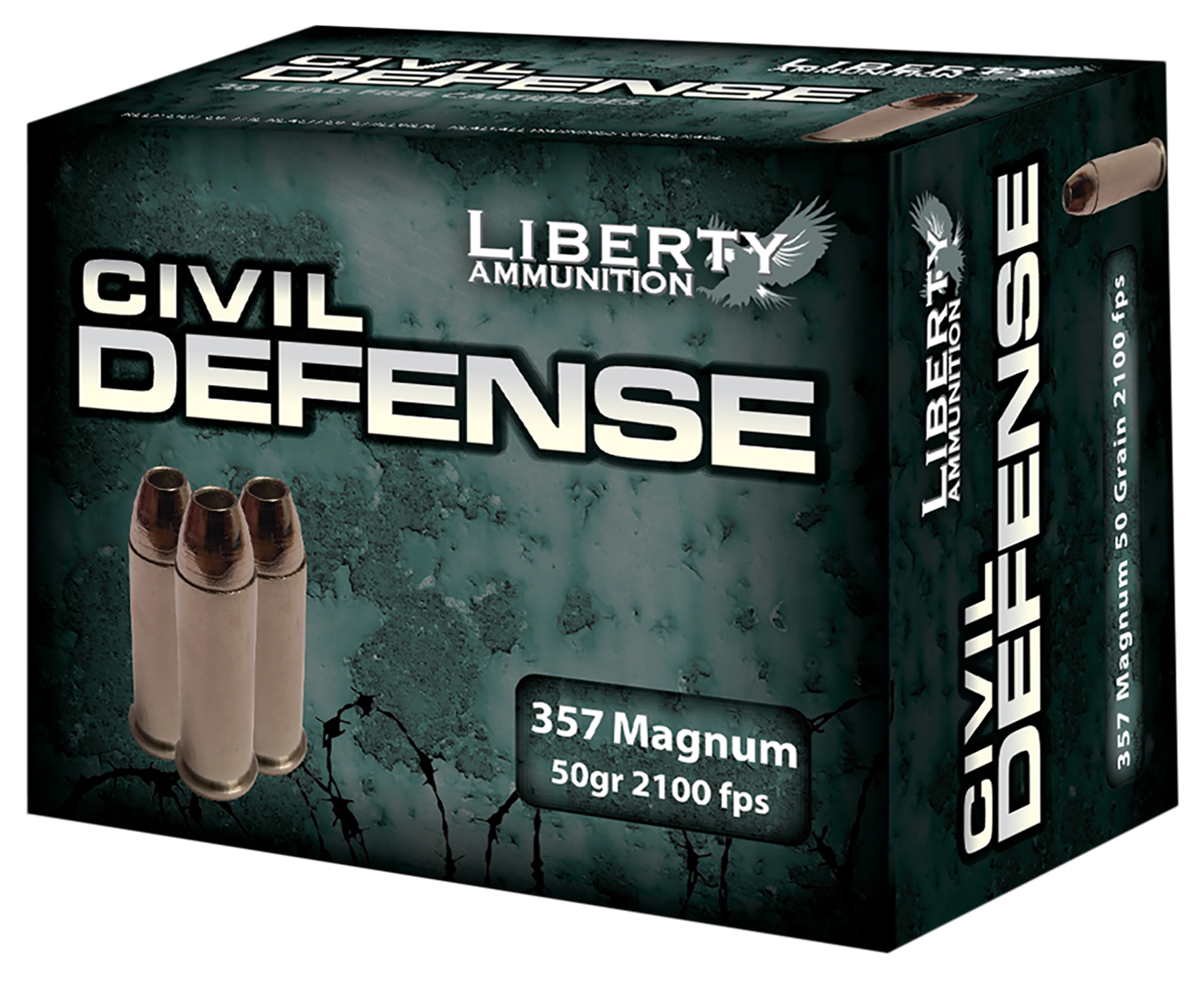Liberty Civil Defense Ammunition 357 Magnum 50 Grain Fragmenting Hollow Point Lead-Free 20RD