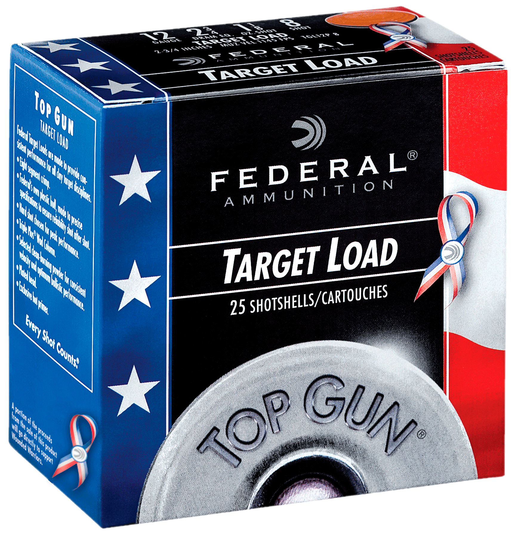 Federal TGL12US8 Top Gun Special Edition Red White & Blue 12 Gauge 2.75" 1 1/8 oz 1145 fps 8 Shot 25ea