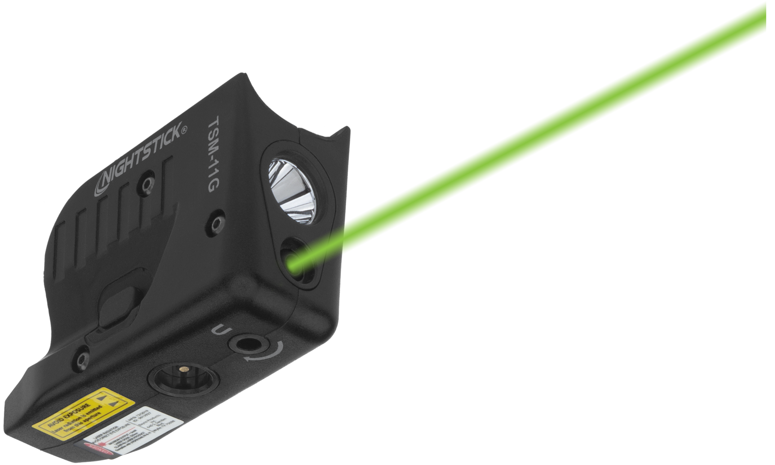 Nightstick TSM11G TSM-11G Weapon Light w/Laser Fits Glock 42/43/43X/48 For Handgun 150 Lumens Output White LED Light/Green Laser 104 Meters Beam Black Polymer