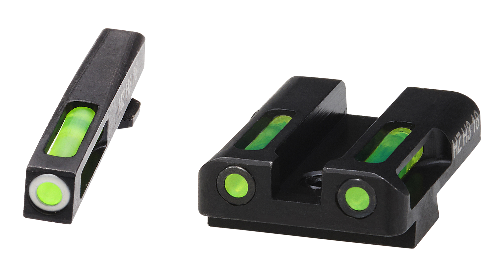 HiViz GLN329 LiteWave H3 Tritium/LitePipe Glock 45 ACP/10mm Sight SetBlack | Green Tritium with White Outline Front Sight Green Fiber Optic Rear Sight