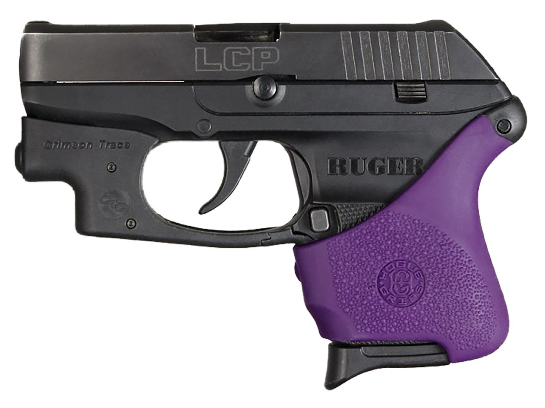 Hogue 18116 HandAll Hybrid Grip Sleeve made of Rubber with Textured Purple Finish for Ruger LCP with Crimson Trace
