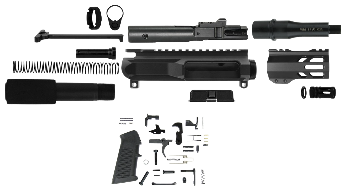 TacFireAR Build Kit9mm Luger 4.50" Barrel Black for AR Platform