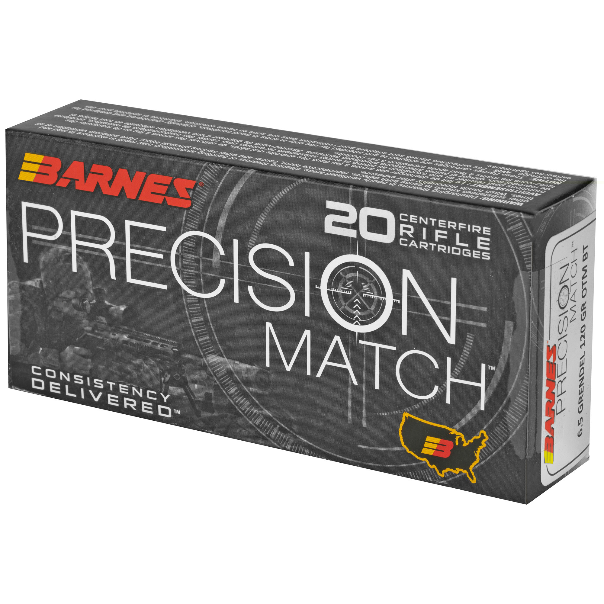 Barnes Precision Match Ammunition 6.5 Grendel 120 Grain Open Tip Match 20RD