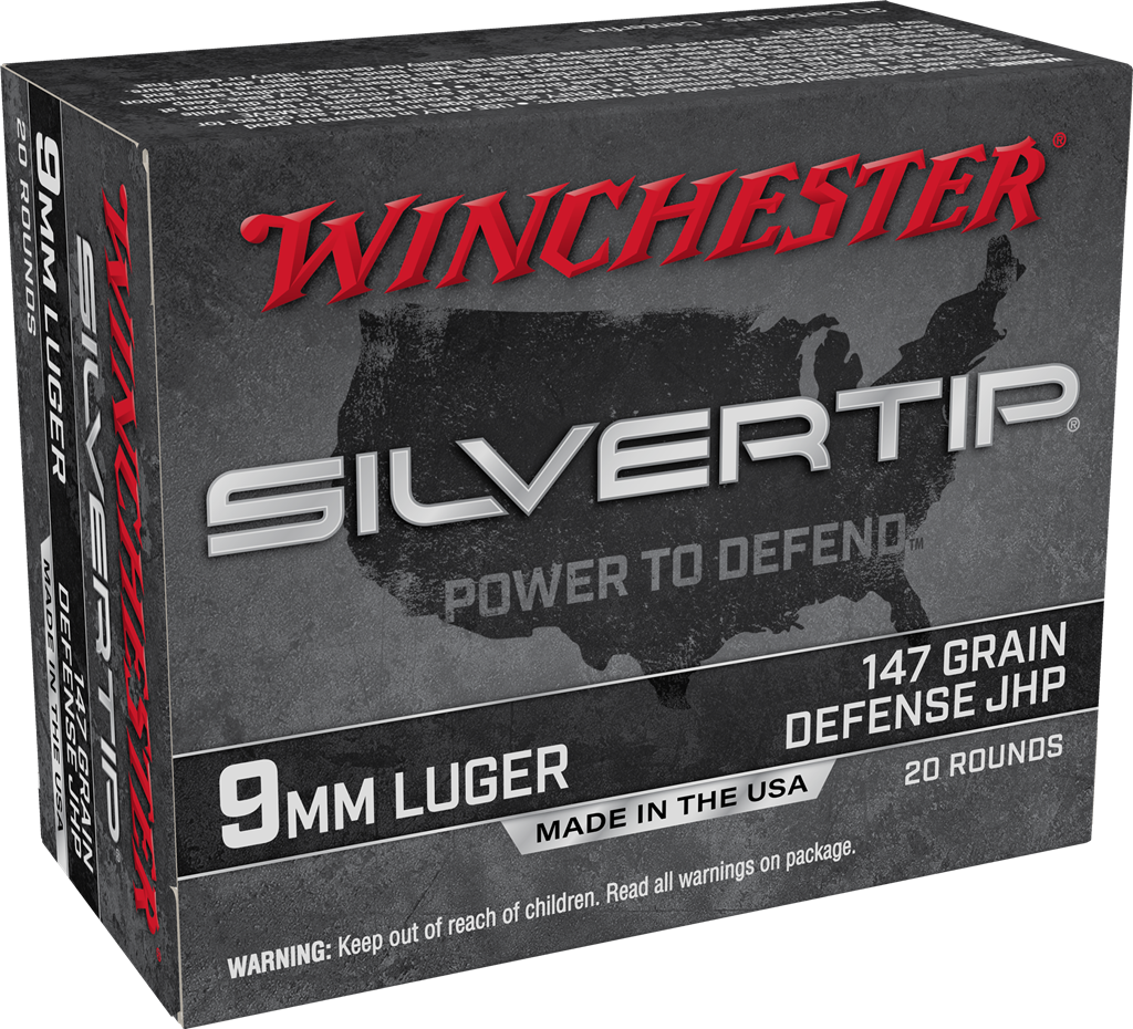 Winchester Silvertip Defense Ammunition 9mm Luger 147 Grain Jacketed Hollow Point 20RD