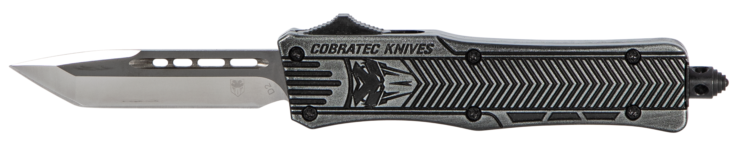 CobraTec Knives SSWCTK1STNS CTK-1Small 2.75" OTF Tanto Plain D2 Steel Blade/Black Stonewashed Aluminum Handle Features Glass Breaker Includes Pocket Clip