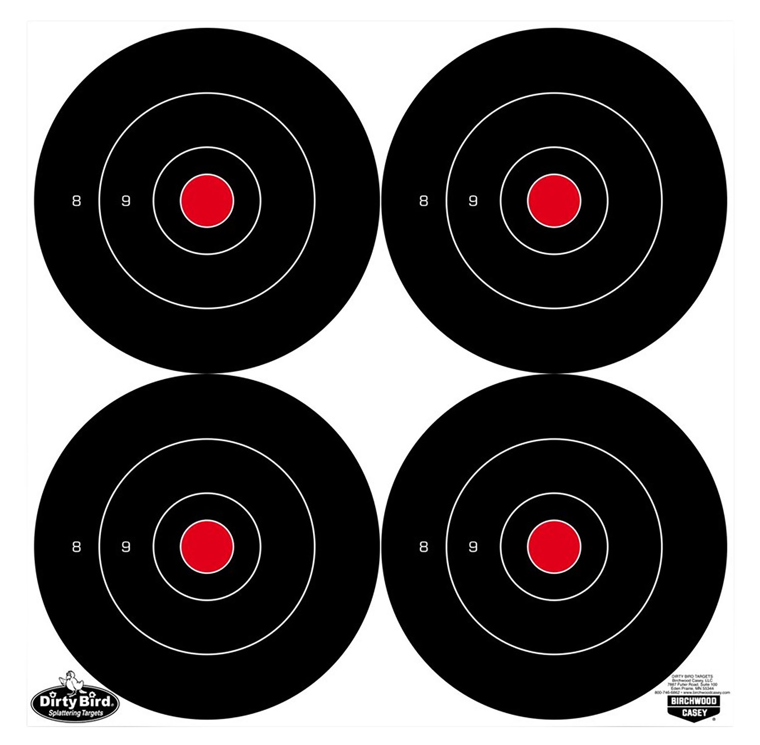 Birchwood Casey 35570 Dirty Bird6" Bullseye Tagboard Hanging Black/White 100 Per Pkg