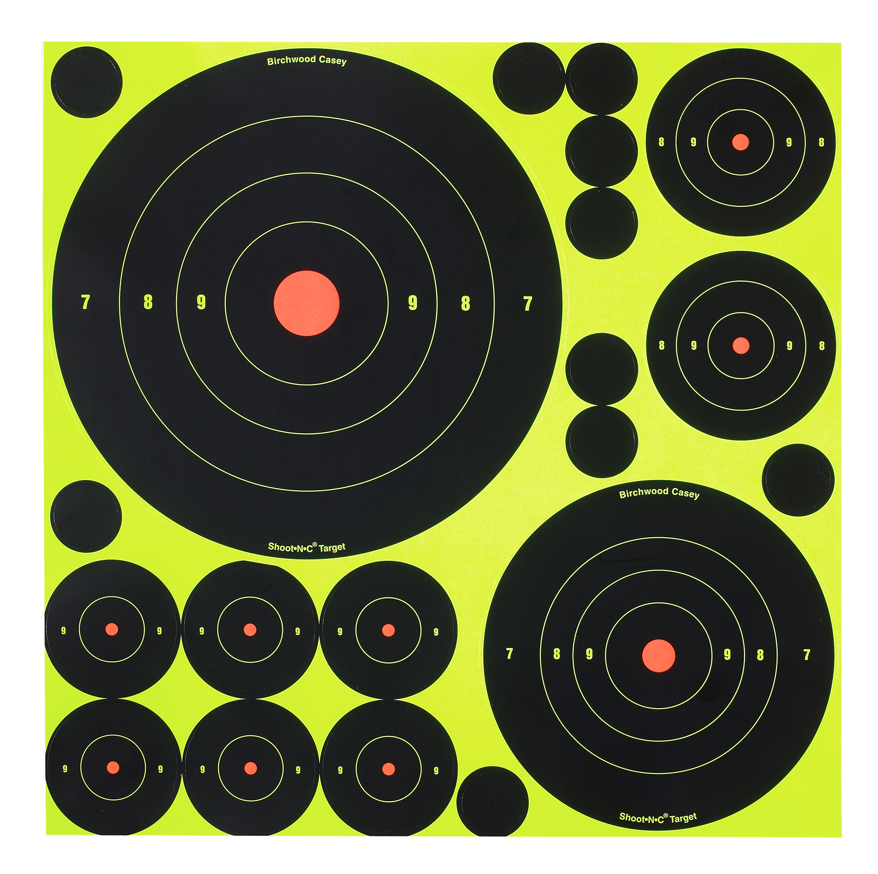 Birchwood Casey 34018 Shoot-N-C Variety Pack Self-Adhesive Paper Black/Yellow 200+ yds Bullseye 50 Targets