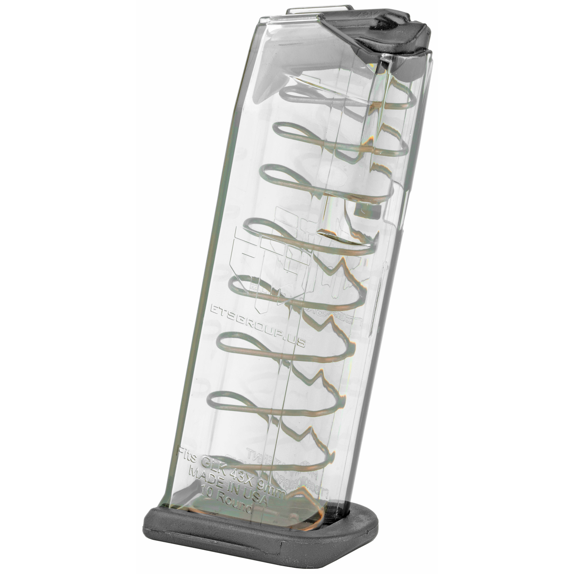 ETS Group GLK43X Pistol Mags10rd 9mm Luger Compatible w/ Glock 43X Compatible w/ Glock 48 Clear Polymer
