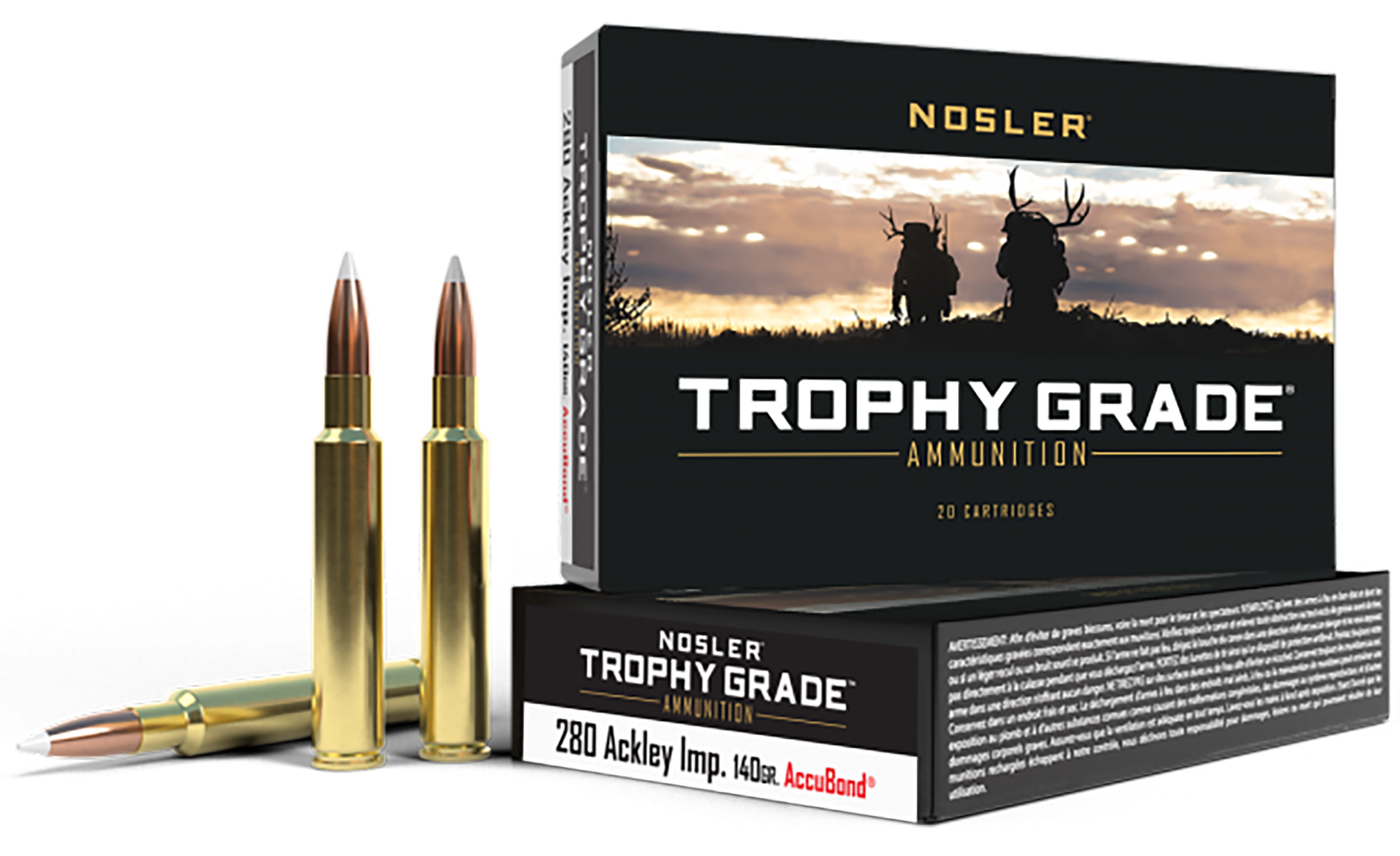 Nosler Trophy Grade Ammunition 280 Ackley Improved 140 Grain AccuBond 20RD
