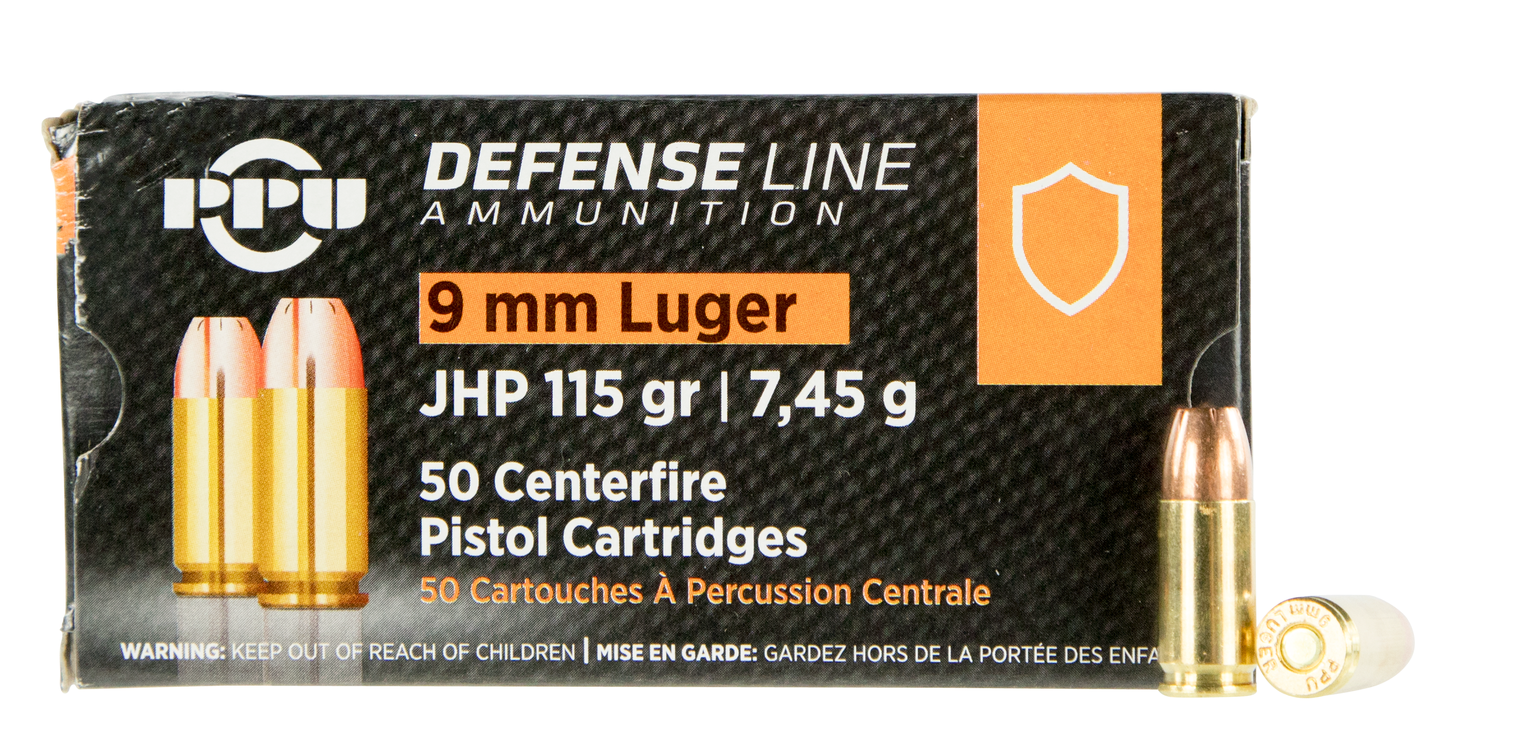 PPU PPD91 Defense Handgun 9mm Luger 115 gr Jacketed Hollow Point (JHP) 50rd Bx