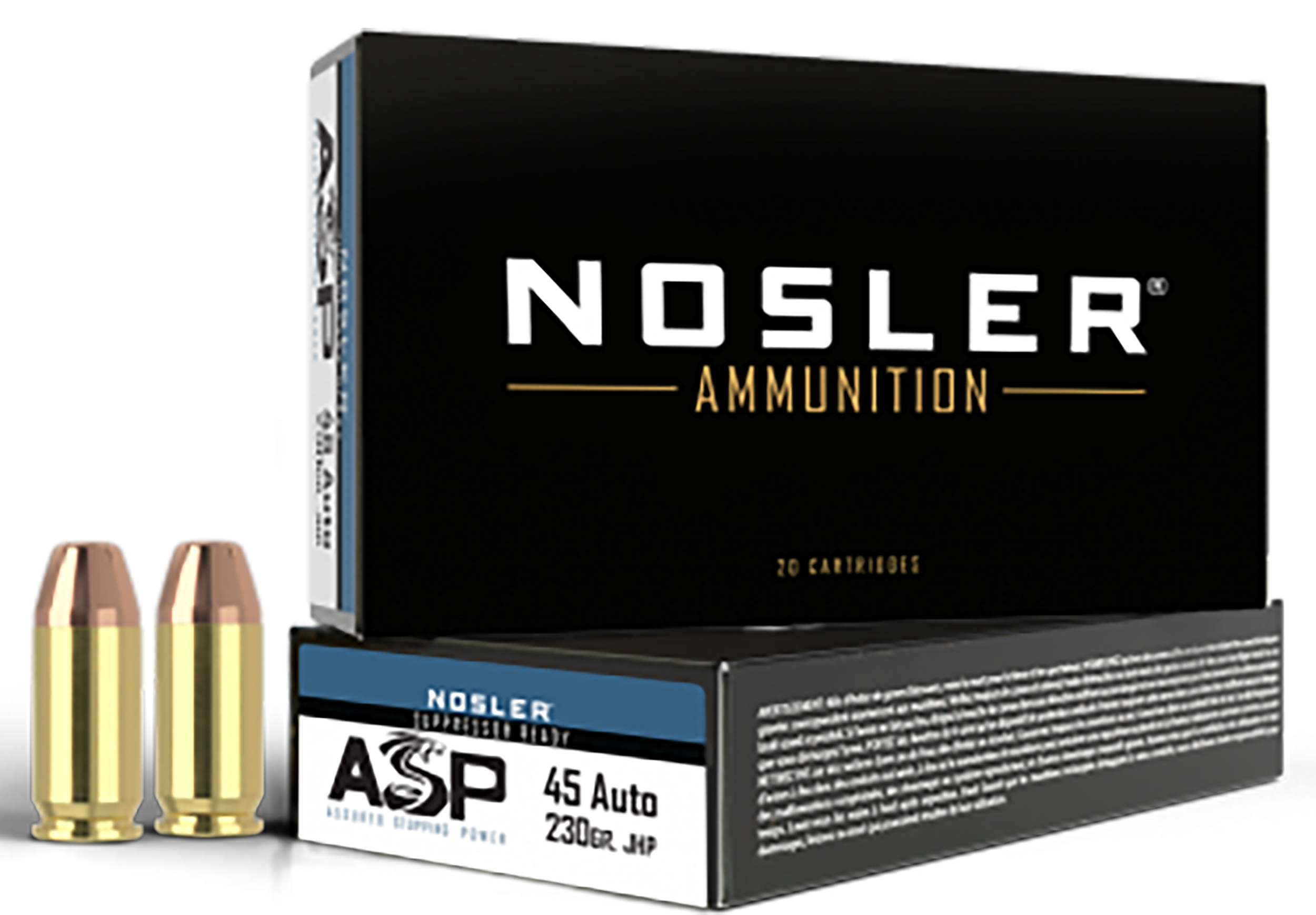 Nosler ASP Ammunition 45 ACP 230 Grain Jacketed Hollow Point