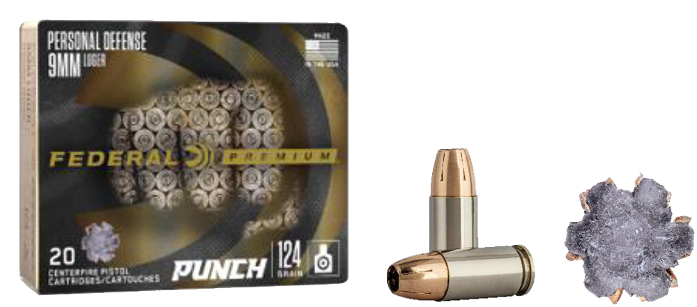Federal Personal Defense Punch Ammunition 9mm Luger 124 Grain Jacketed Hollow Point 20RD