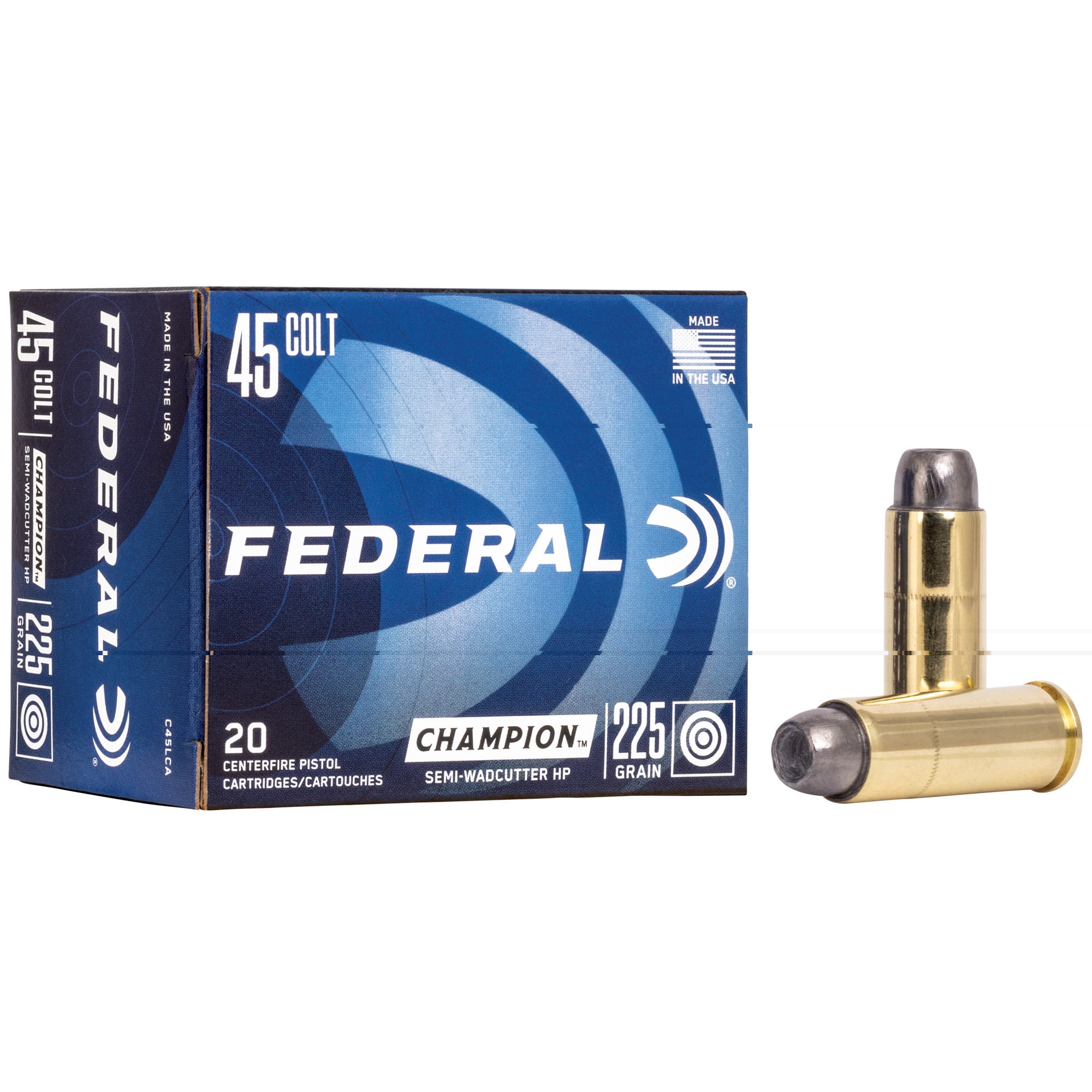 Federal C45LCA Champion Training Training 45 Colt 225 gr Semi-Wadcutter Hollow Point (SWCHP) 20rd Bx