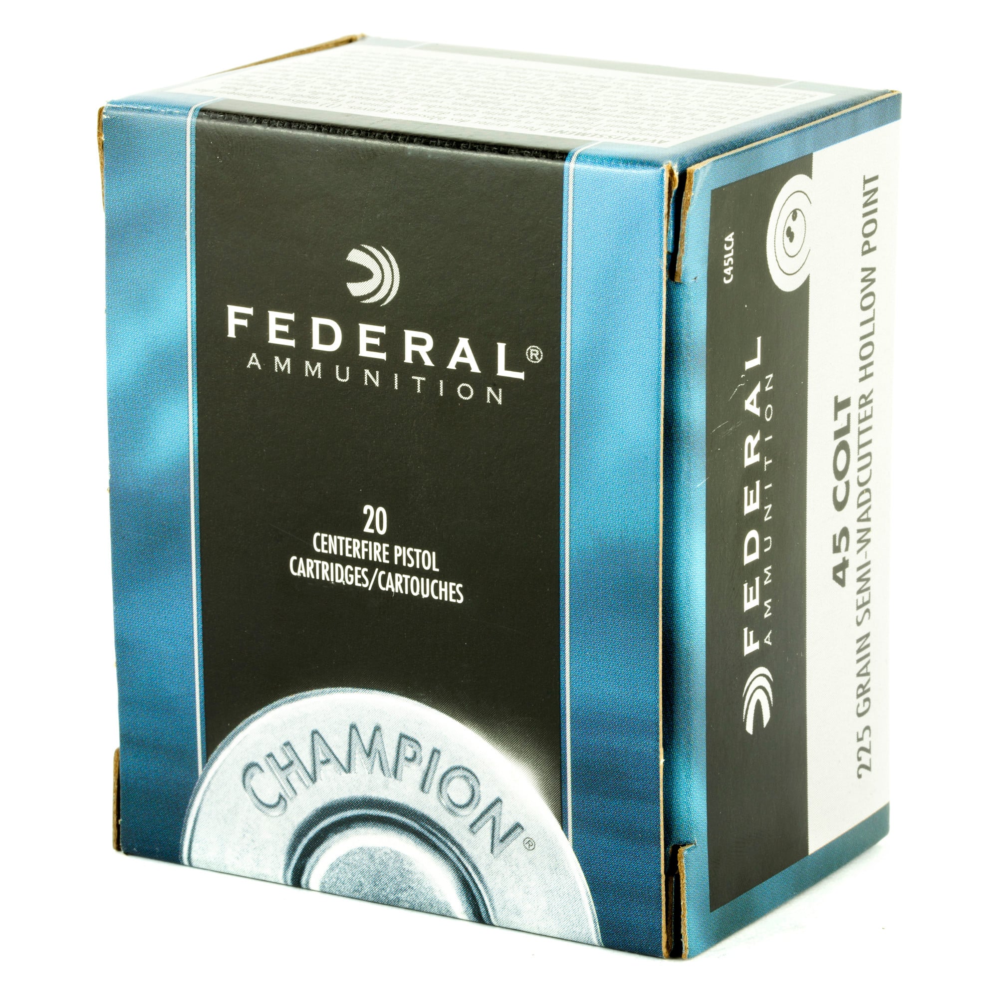 Federal C45LCA Champion Training Training 45 Colt 225 gr Semi-Wadcutter Hollow Point (SWCHP) 20rd Bx