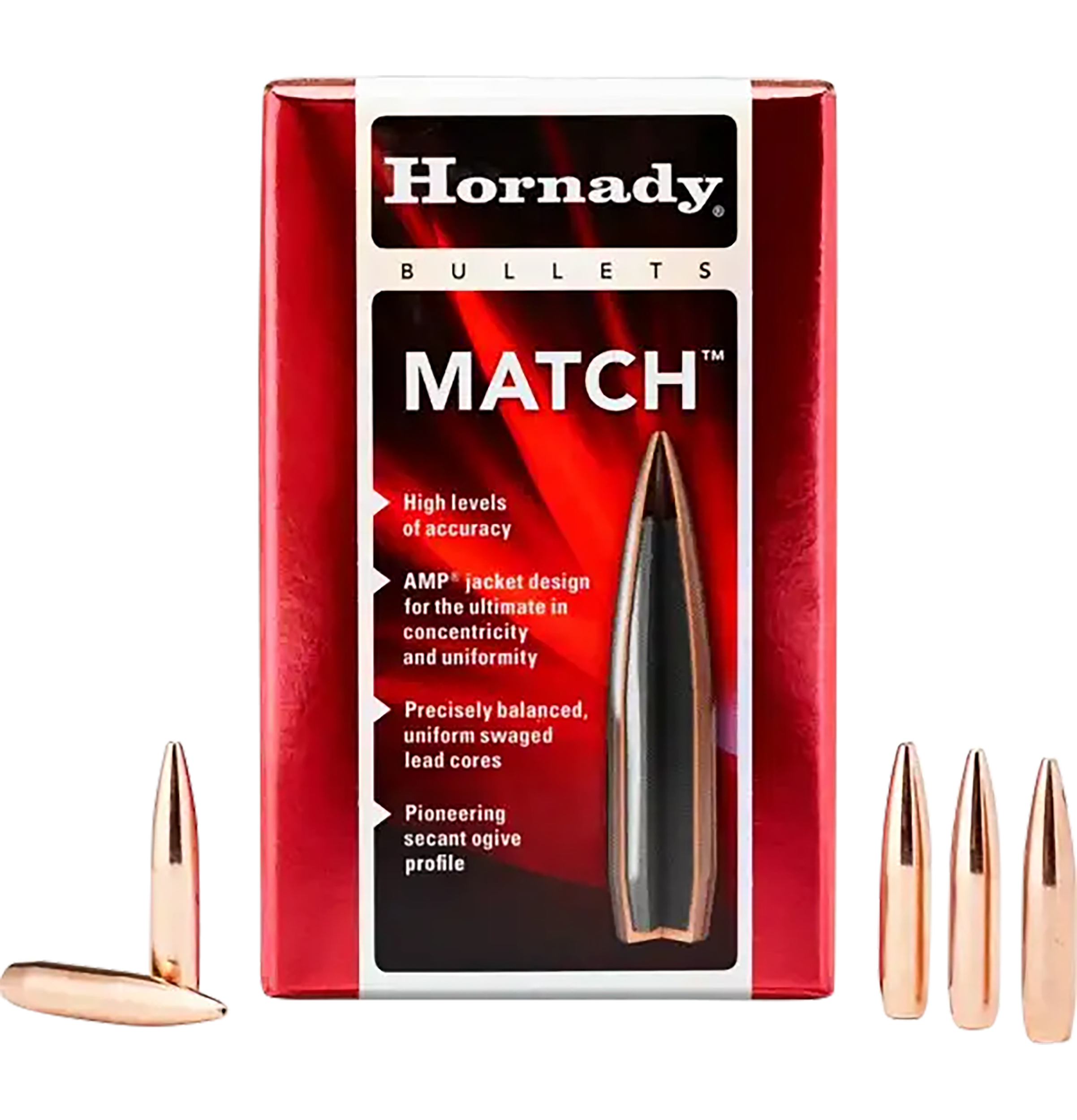 Hornady Match Bullets 30 Caliber (308 Diameter) 208 Grain Hollow Point Boat Tail Box of 100