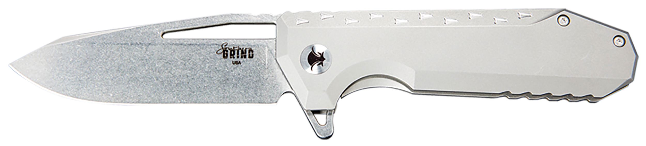 Southern Grind SG0903001101 Penguin3.50" Folding Drop Point Plain Satin S35VN SS Blade/ Silver Titanium Handle