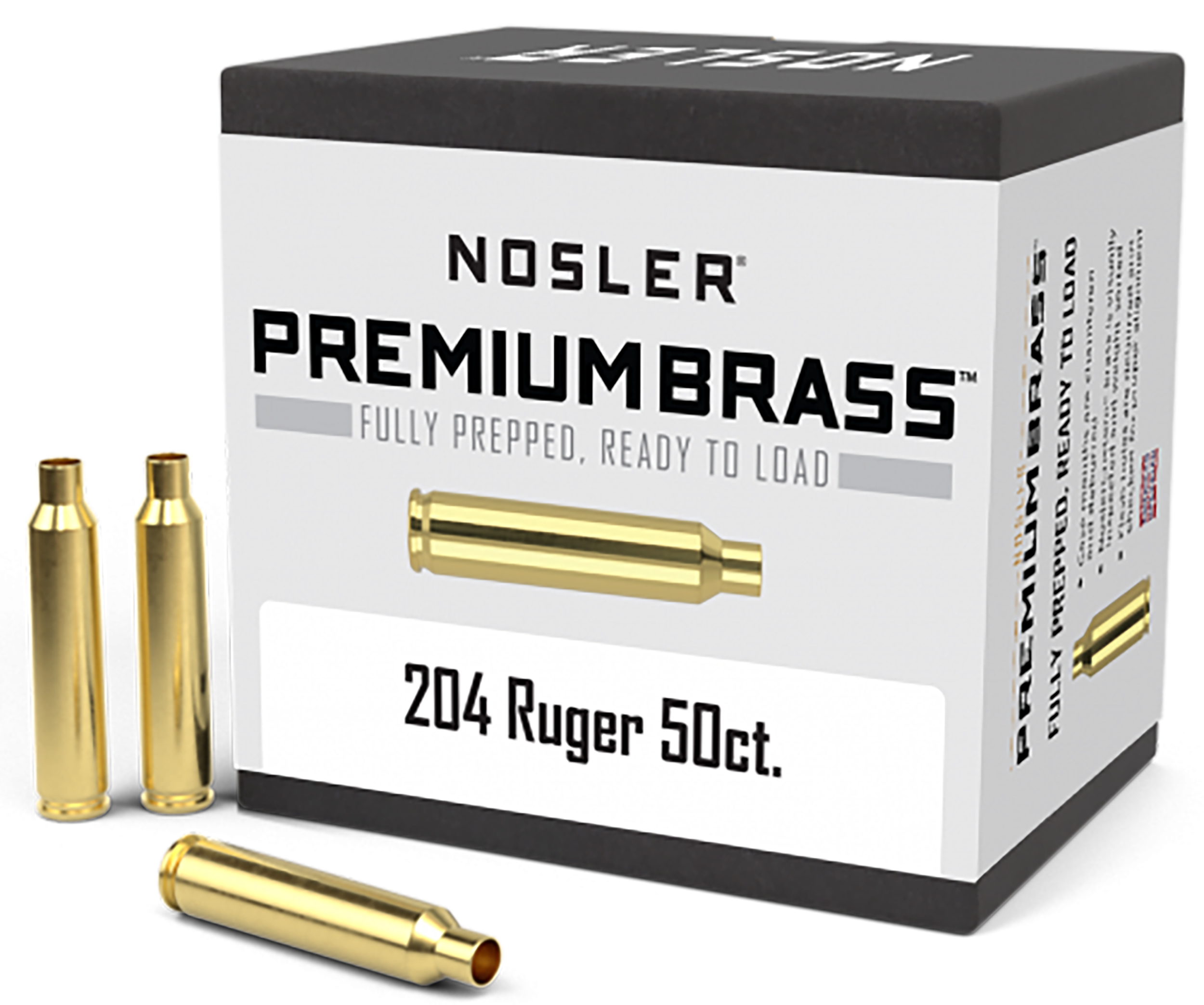Nosler 10056 Premium Brass Unprimed Cases 204 Ruger Rifle Brass 50 Per Box
