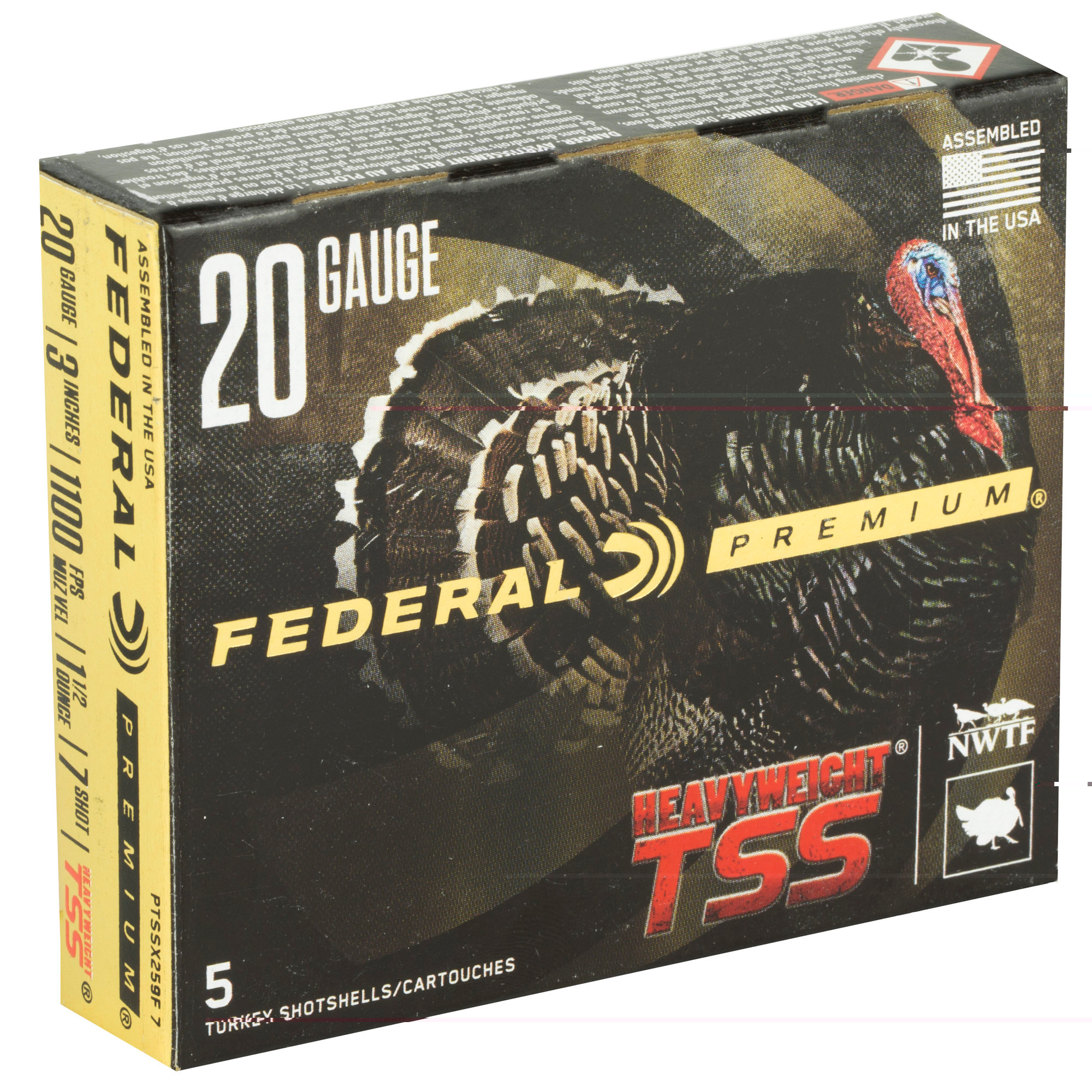 Federal PTSSX259F7 Premium Turkey Heavyweight TSS 20 Gauge 3" 1 1/2 oz 1100 fps Tungsten 7 Shot 5 Bx/50 Cs