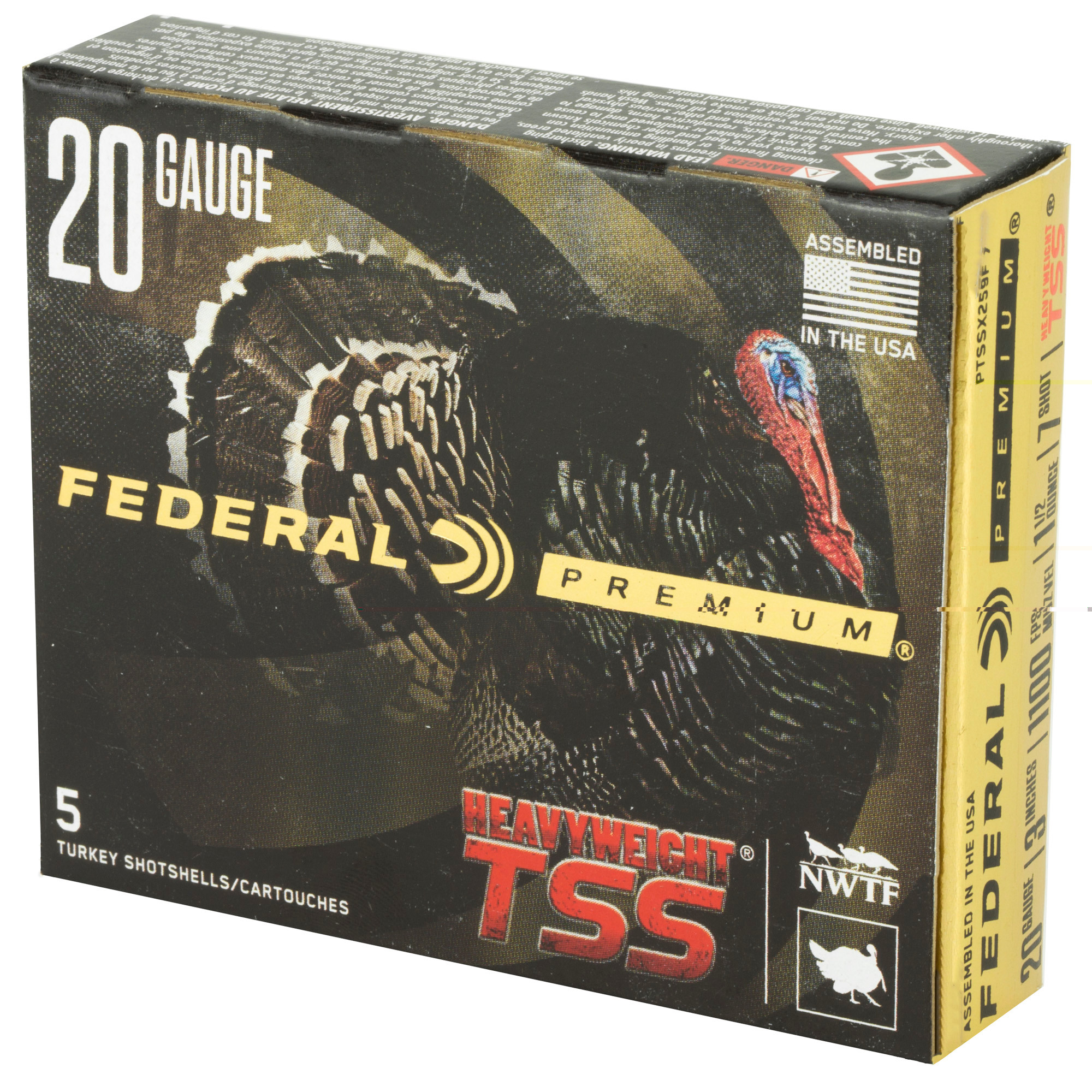 Federal PTSSX259F7 Premium Turkey Heavyweight TSS 20 Gauge 3" 1 1/2 oz 1100 fps Tungsten 7 Shot 5 Bx/50 Cs