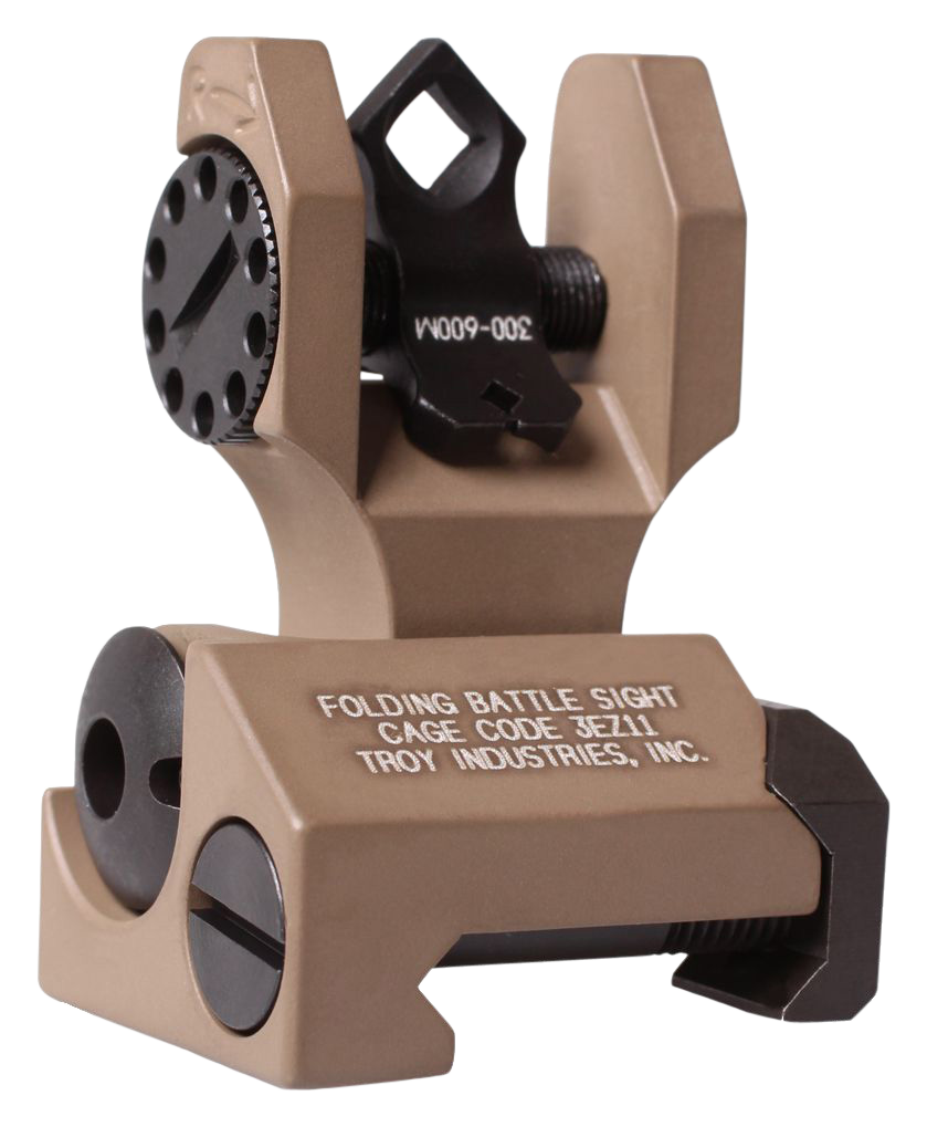 Troy Ind SSIGDOARFFT00 Rear Folding BattleSight DiopticFlat Dark Earth Folding for AR-15