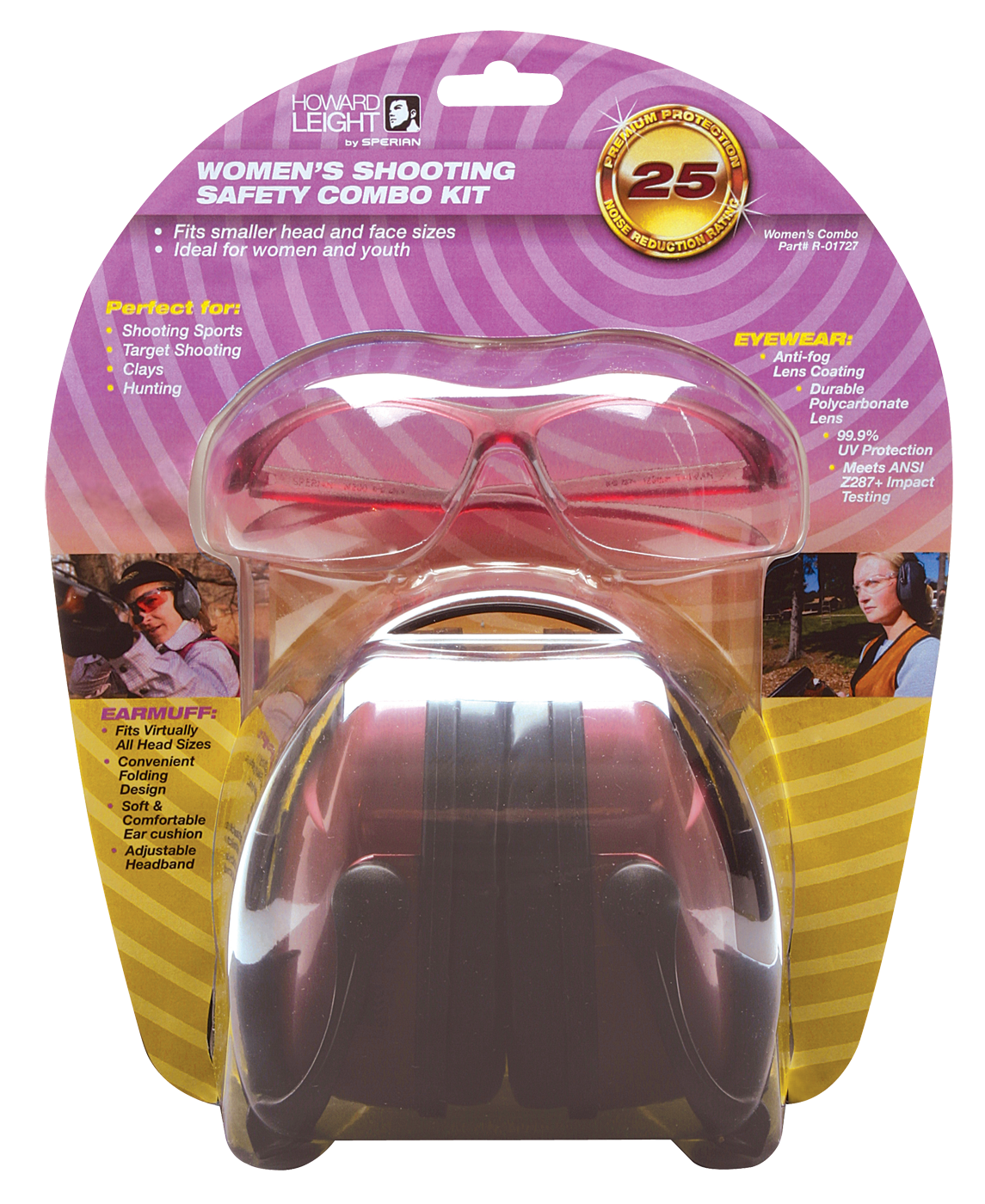 Howard Leight R01727 Woman's Shooting Safety Combo 25 dB Over the Head Dusty Rose/Black Women