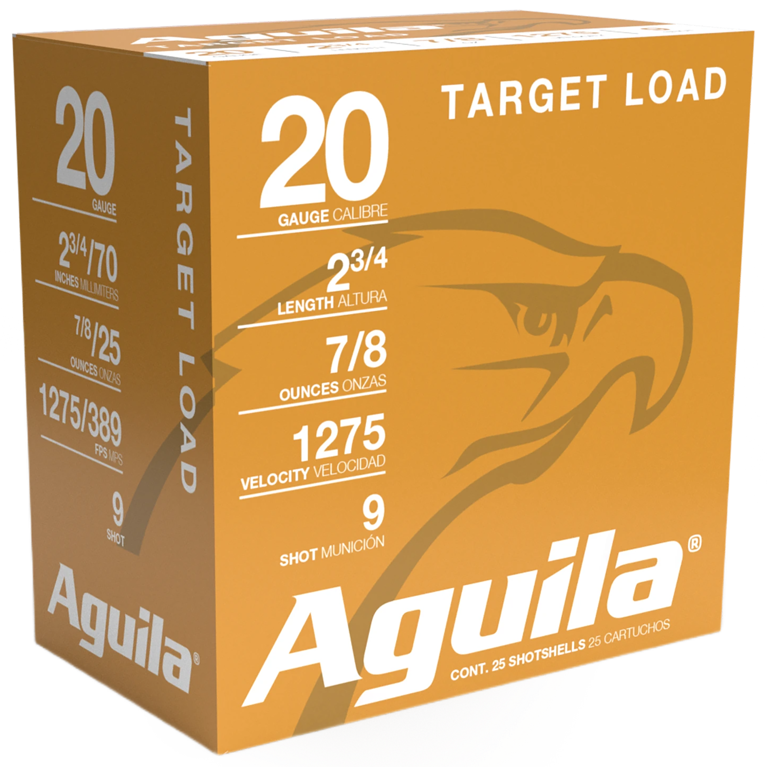 Aguila 1CHB2039 Target Load Competition 20 Gauge 2.75" 7/8 oz 9 Shot 25 Per Box/ 10 Cs