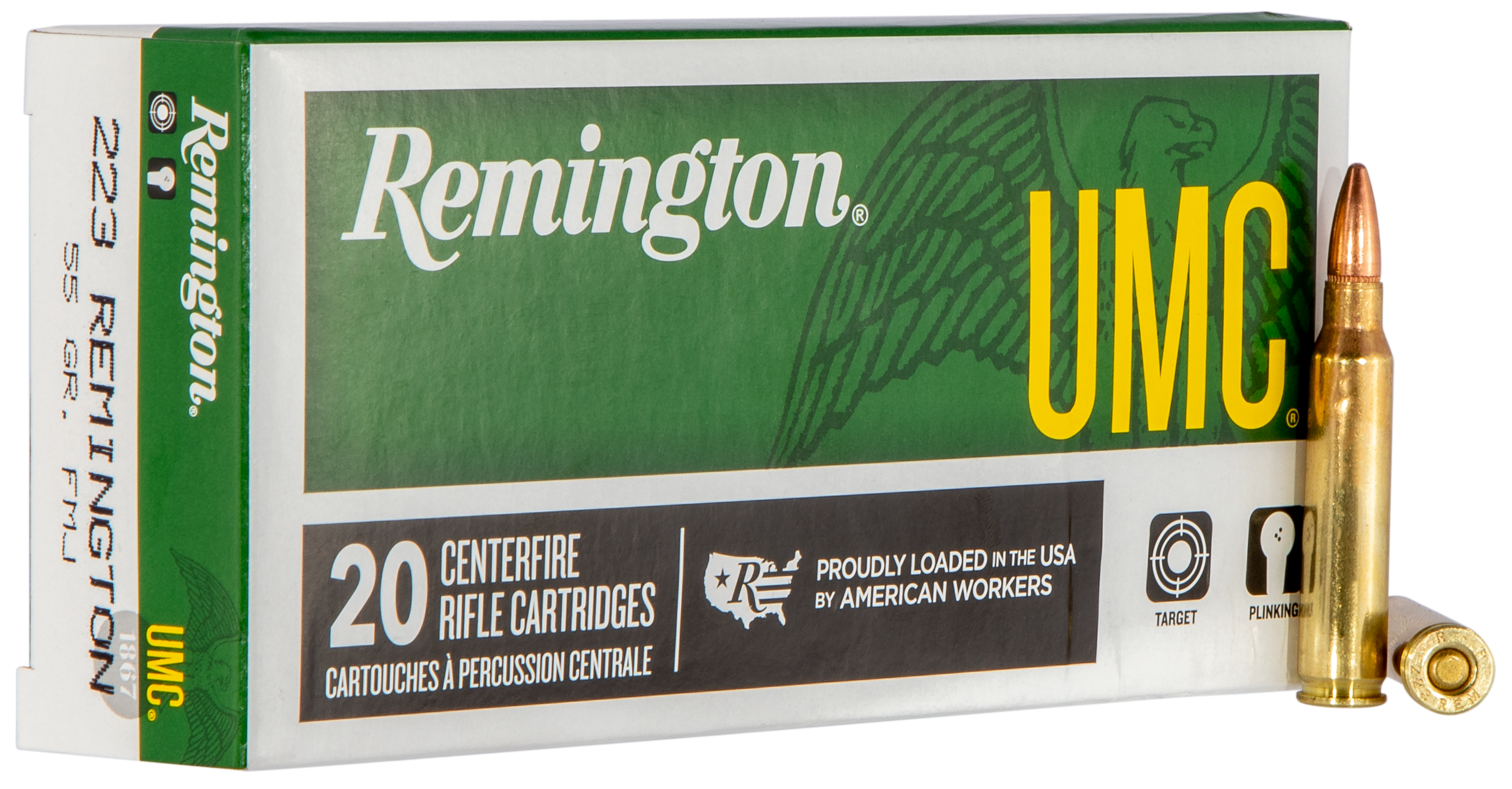 Remington Ammunition 23711 UMC Target 223 Rem 55 gr FMJ20 Per Box/ 10 Cs