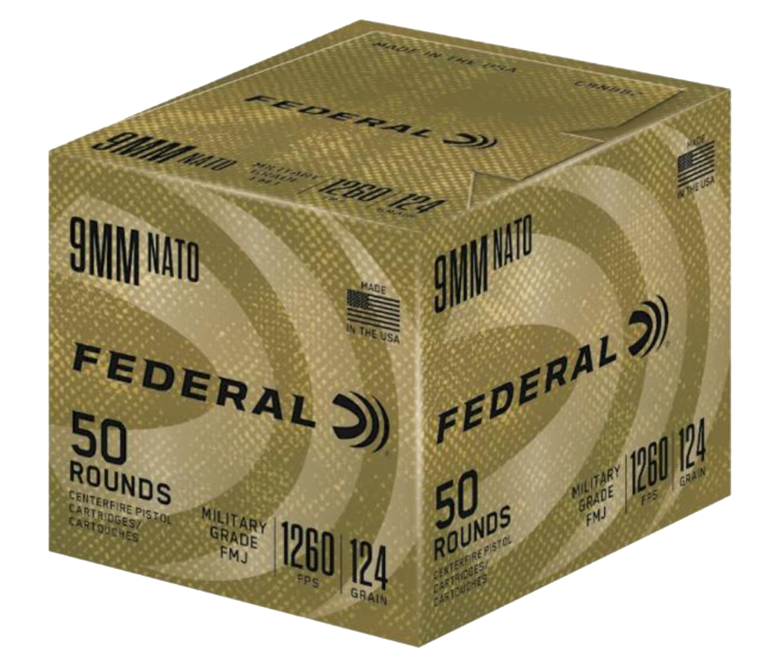 Federal C9N882 Military Grade Military 9mm NATO 124 gr FMJ50rd Bx