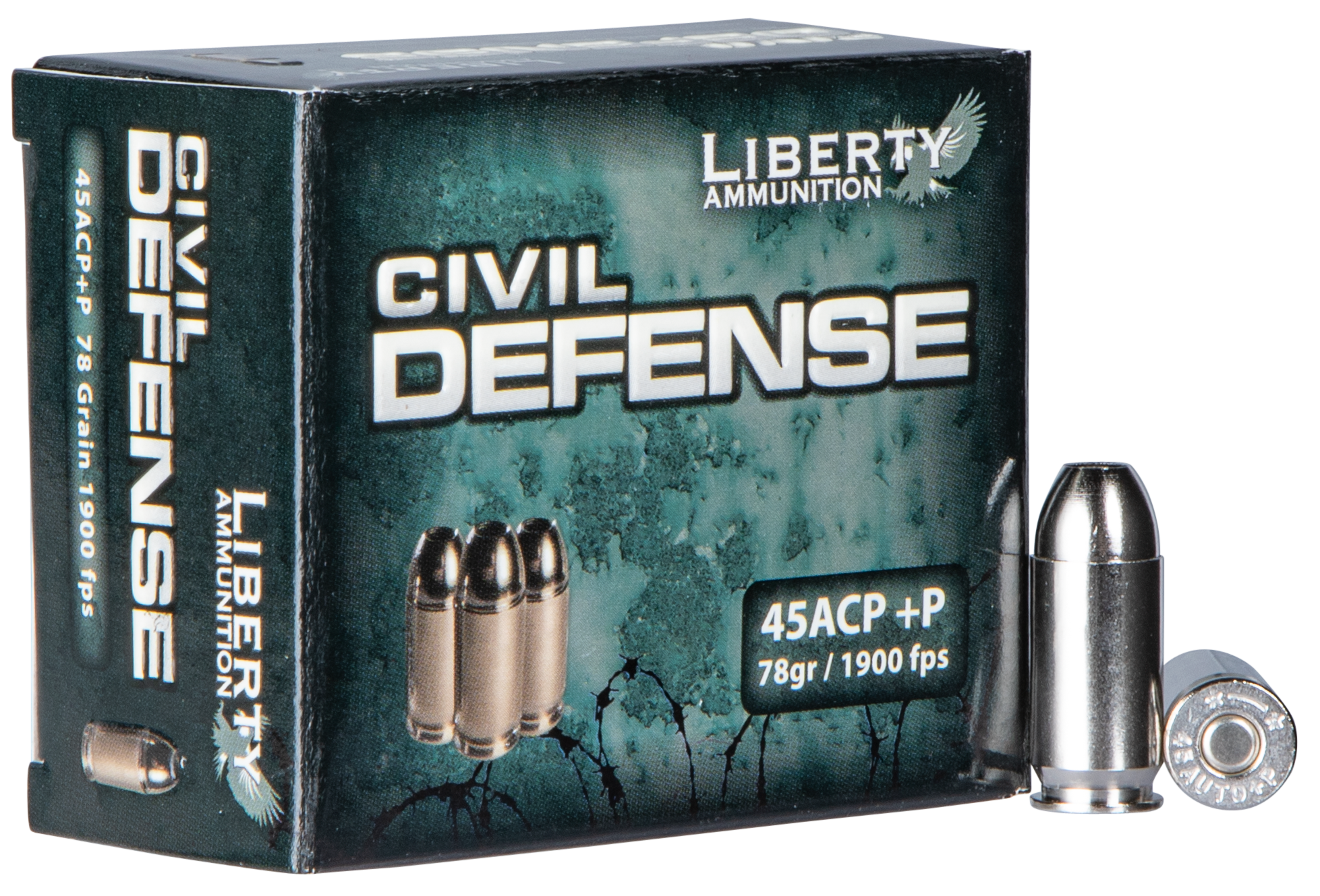 Liberty Civil Defense Ammunition 45 ACP +P 78 Grain Fragmenting Hollow Point Lead-Free 20RD