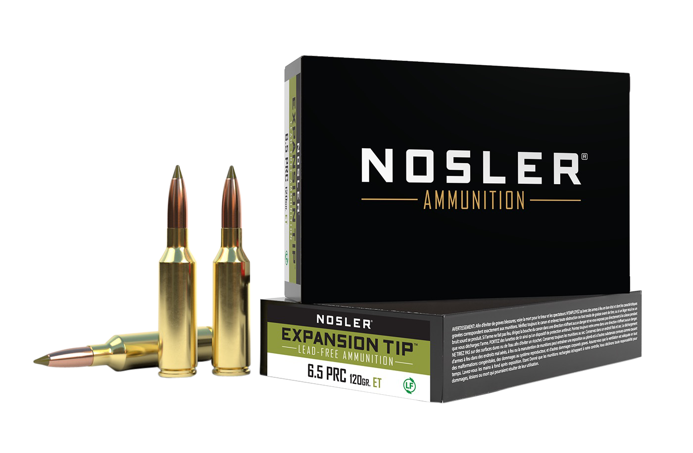 Nosler E-Tip Ammunition 6.5 PRC 120 Grain Polymer Tip Lead-Free 20RD