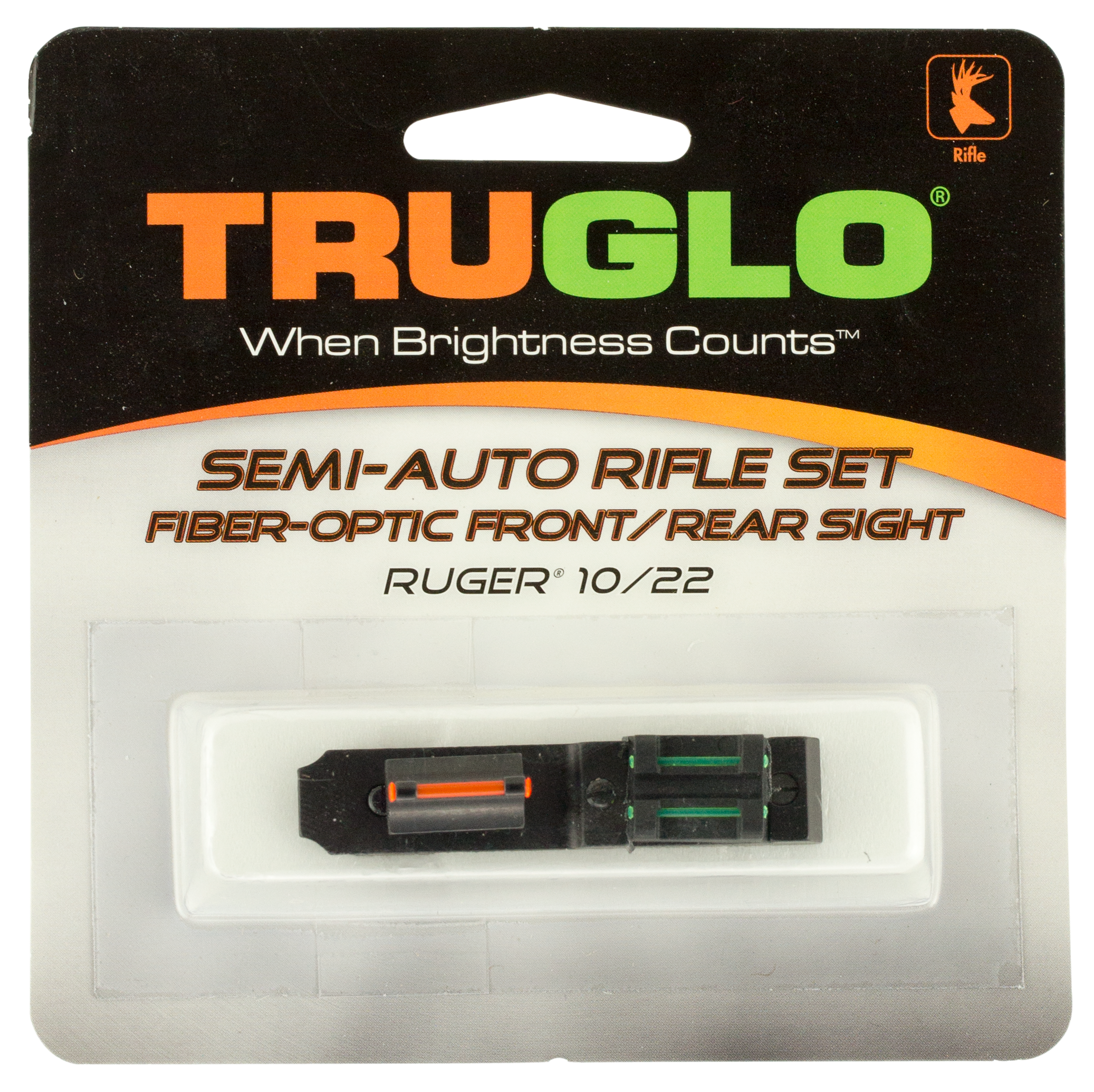 TRUGLO Sight Set Ruger 10/22 Steel Blue Fiber Optic Green