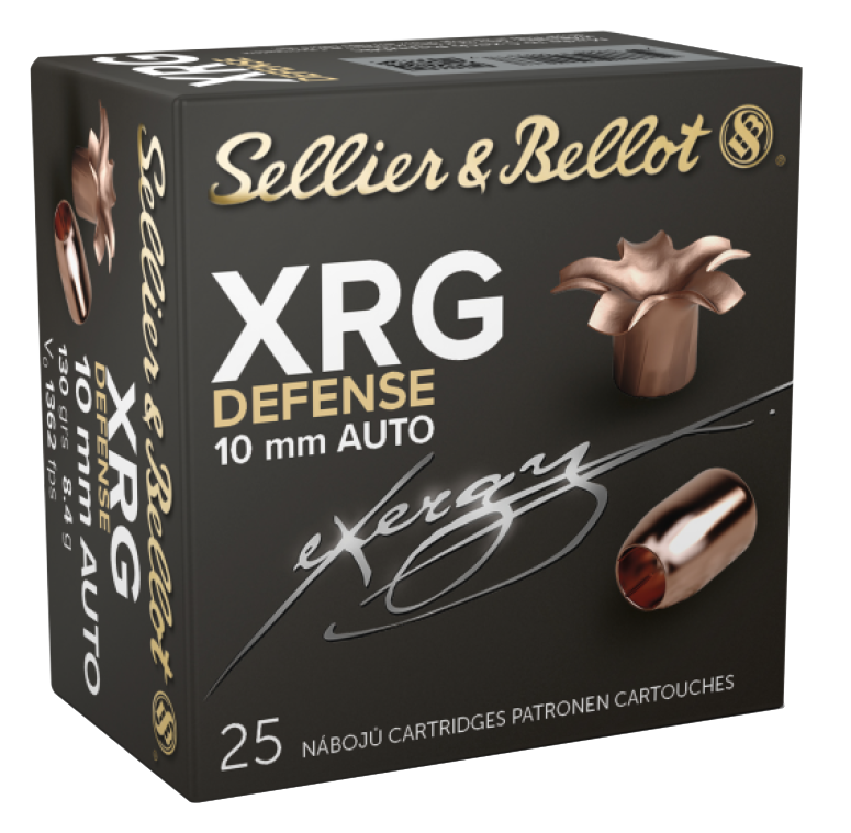Sellier & Bellot SB10XA XRG Defense 10mm Auto 130 gr Jacketed Hollow Point (JHP) 25 Per Box/ 40 Cs